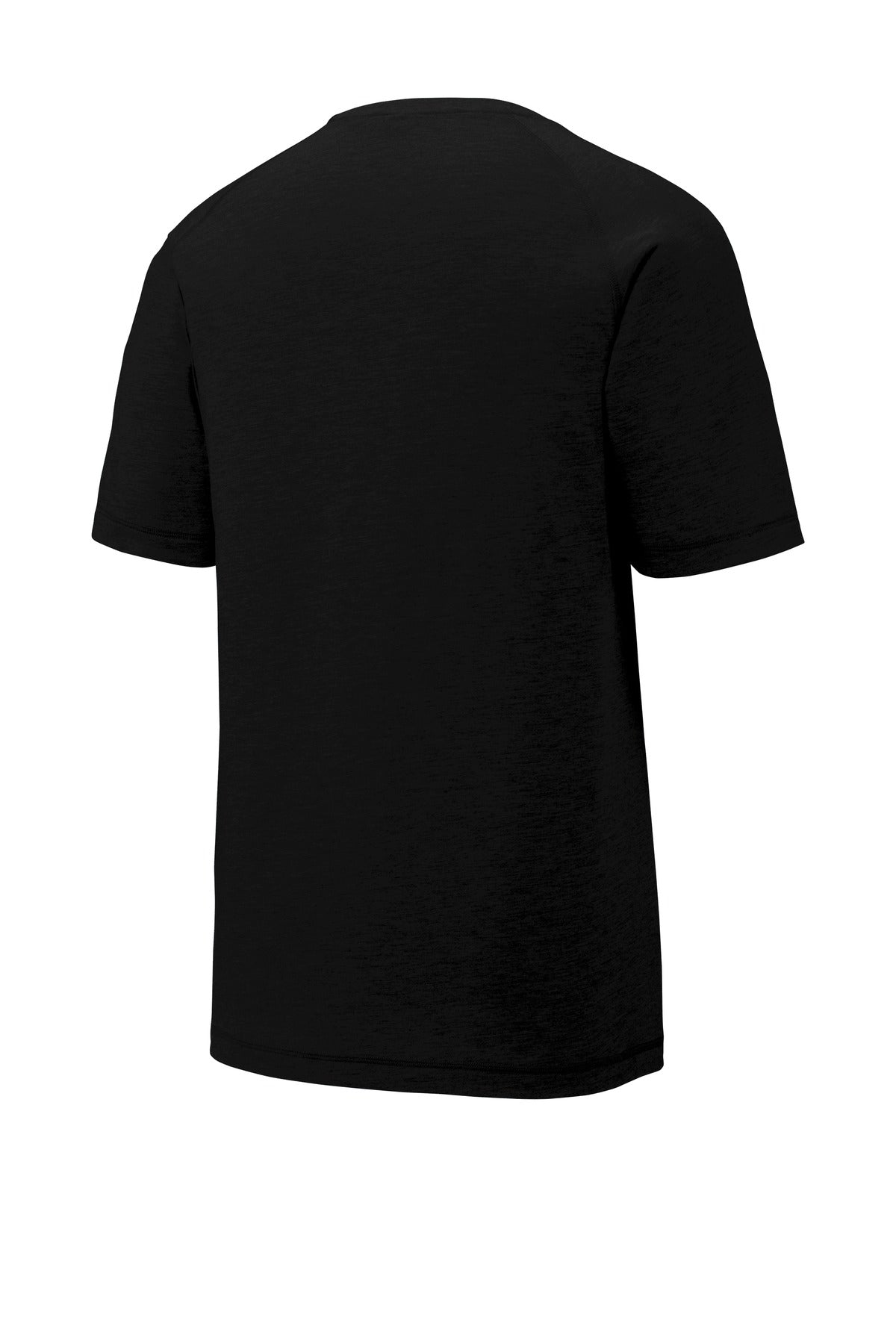 Sport-Tek PosiCharge Tri-Blend Wicking Raglan Tee. ST400 Black Triad Solid
