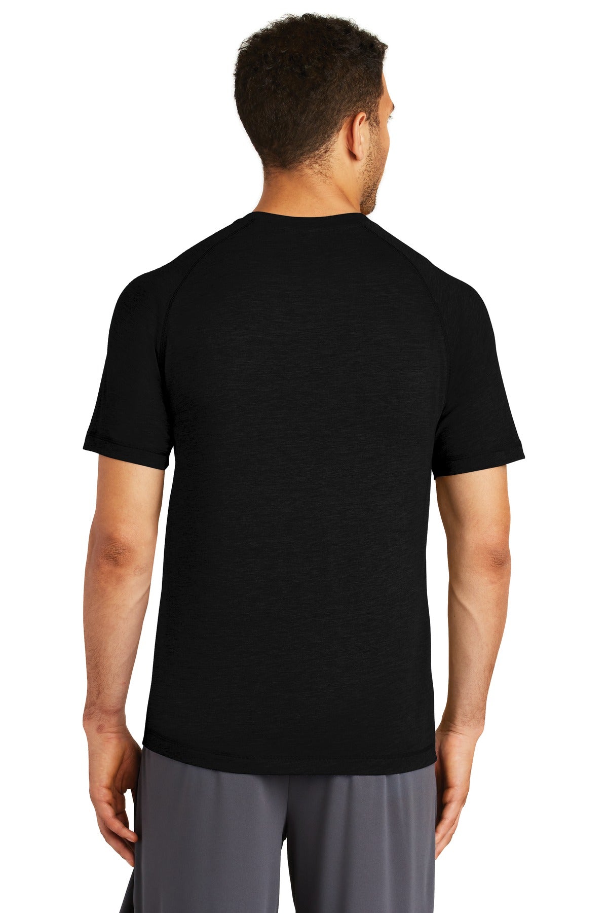 Custom Embroidered Sport-Tek PosiCharge Tri-Blend Wicking Raglan Tee. ST400,Black Triad Solid
