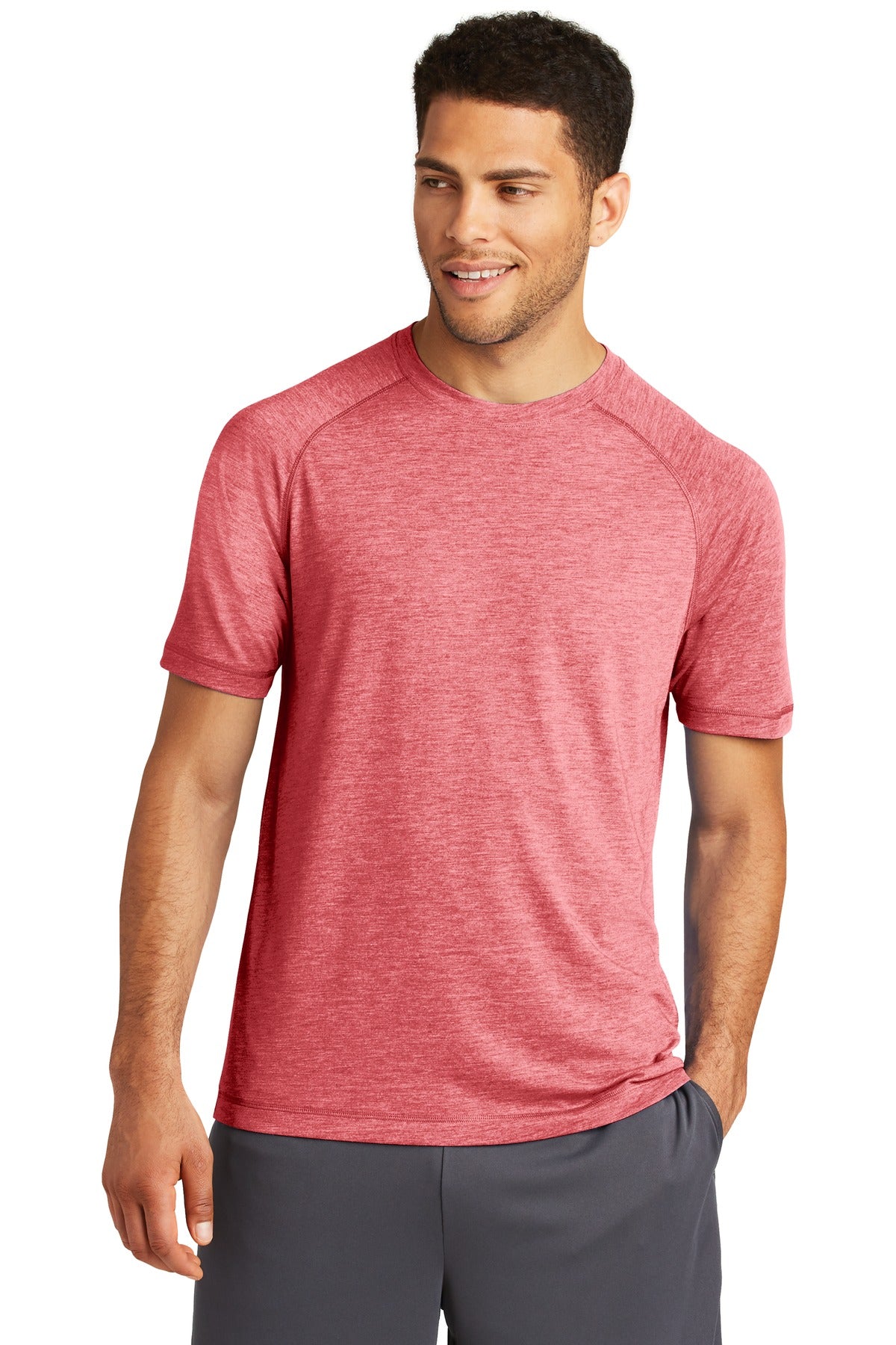 Sport-Tek PosiCharge Tri-Blend Wicking Raglan Tee. ST400 True Red Heather