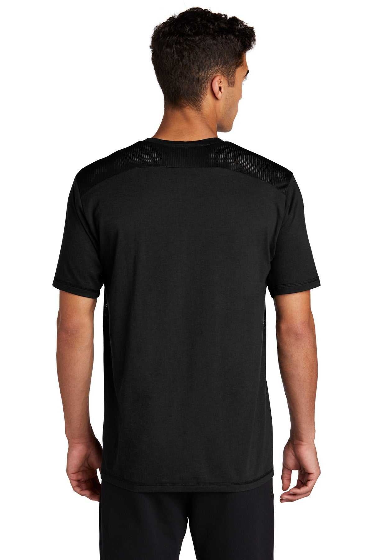 Custom Embroidered Sport-Tek PosiCharge Tri-Blend Wicking Draft Tee. ST410,Black/ Black Triad Solid