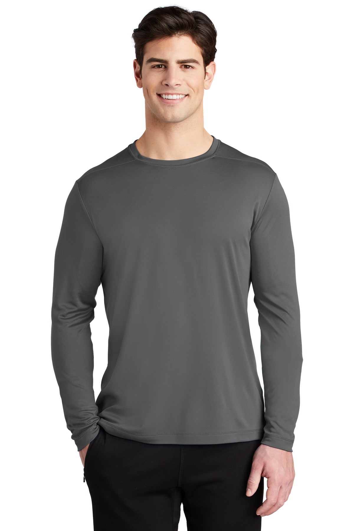 Sport-Tek Posi-UV Pro Long Sleeve Tee. ST420LS Dark Smoke Grey