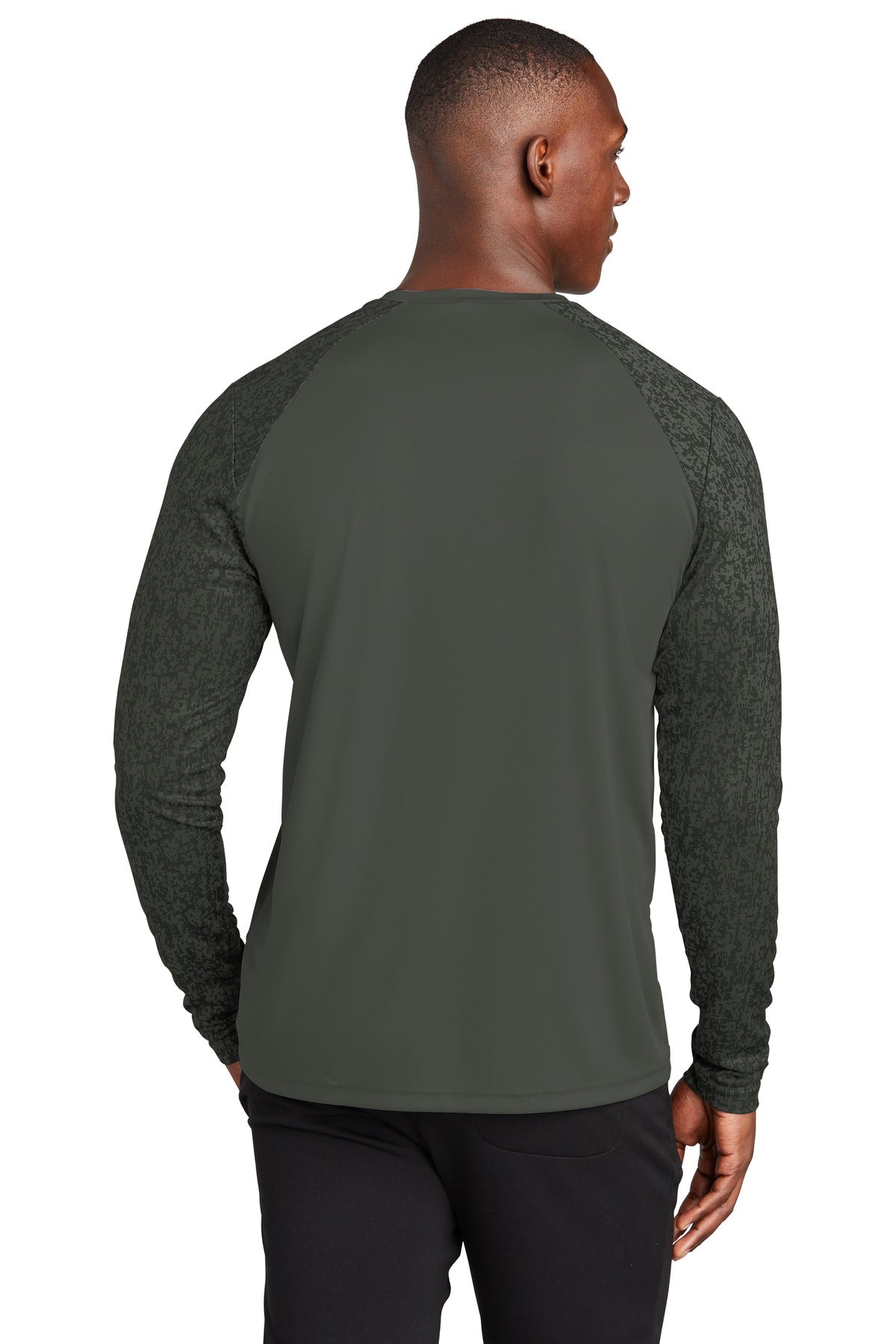 Custom Embroidered Sport-Tek Long Sleeve Digi Camo Tee. ST460LS,Black