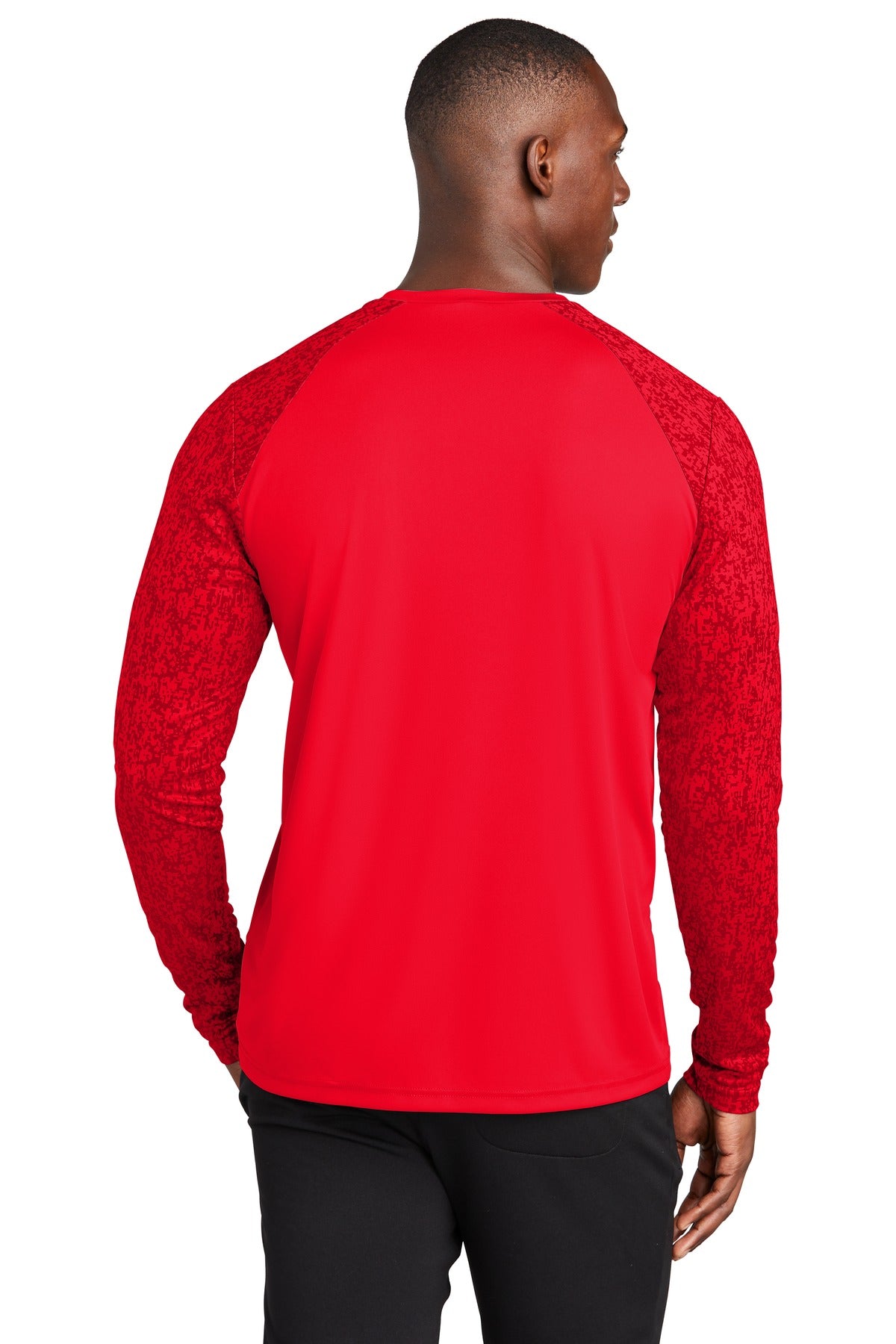 Custom Embroidered Sport-Tek Long Sleeve Digi Camo Tee. ST460LS,True Red