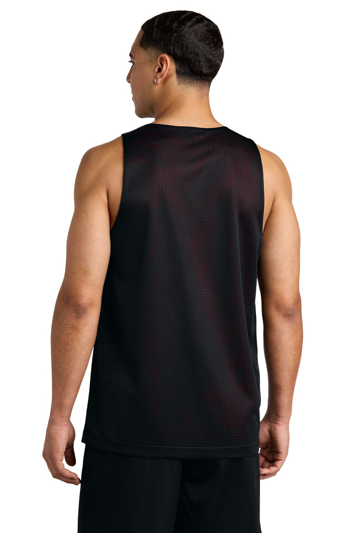 Custom Embroidered Sport-Tek PosiCharge Reversible Mesh Tank ST5000,Black/ Deep Red