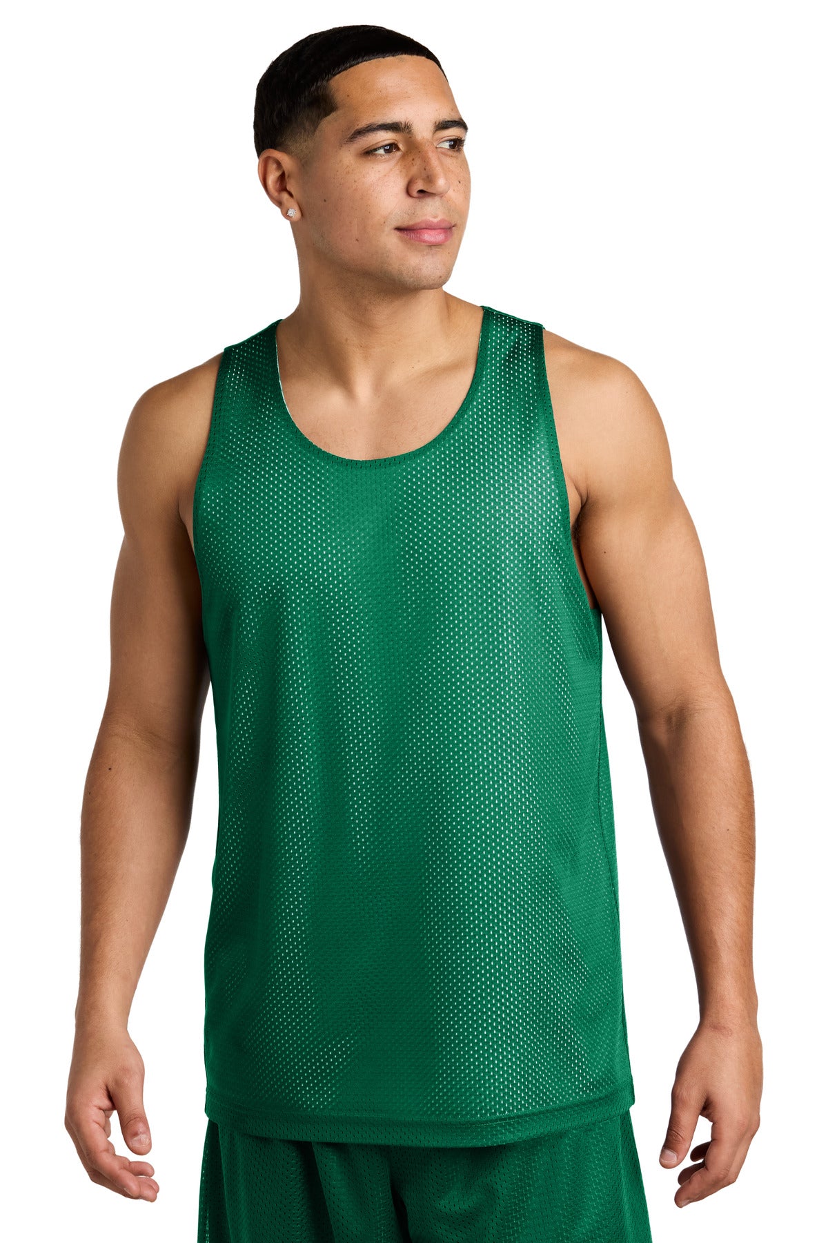 Sport-Tek PosiCharge Reversible Mesh Tank ST5000 Kelly Green/ White