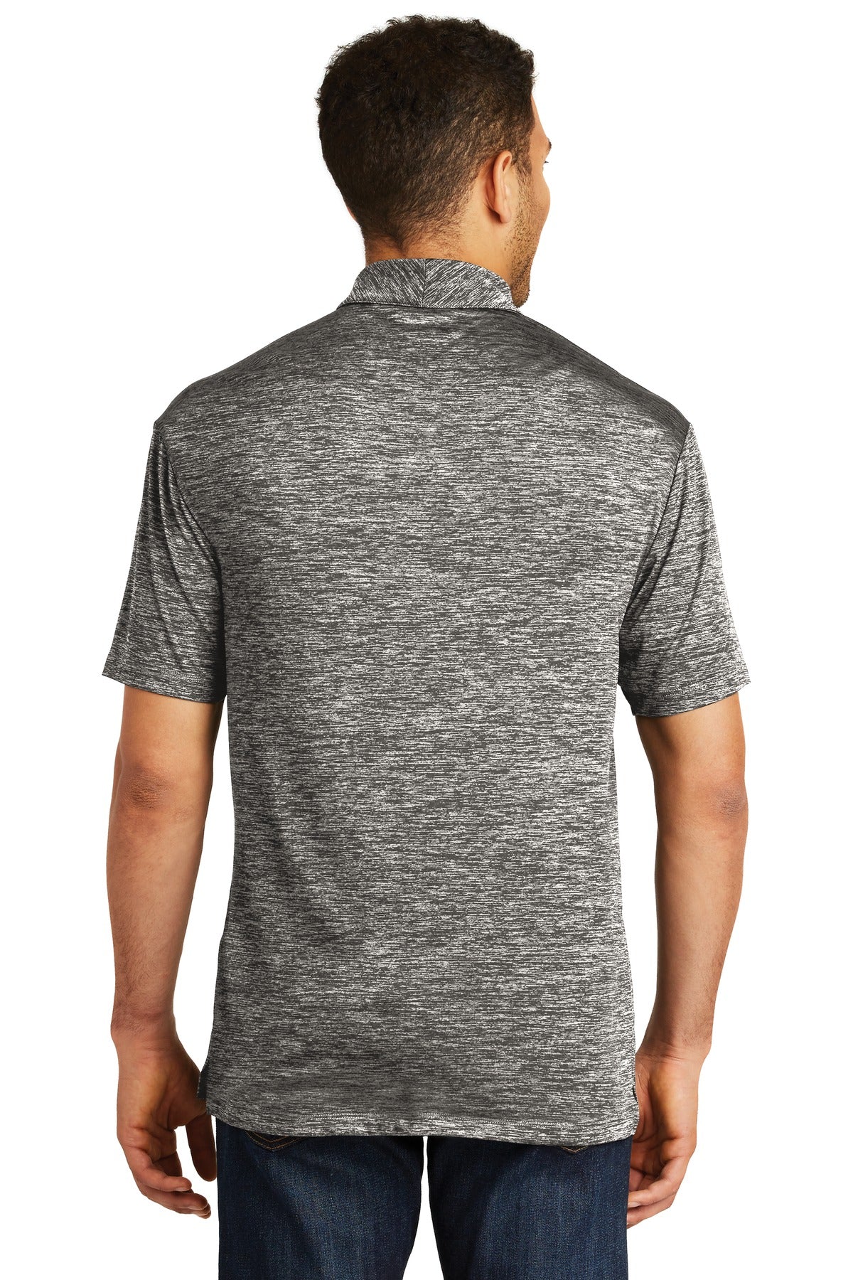Custom Embroidered Sport-Tek PosiCharge Electric Heather Polo. ST590,Black Electric