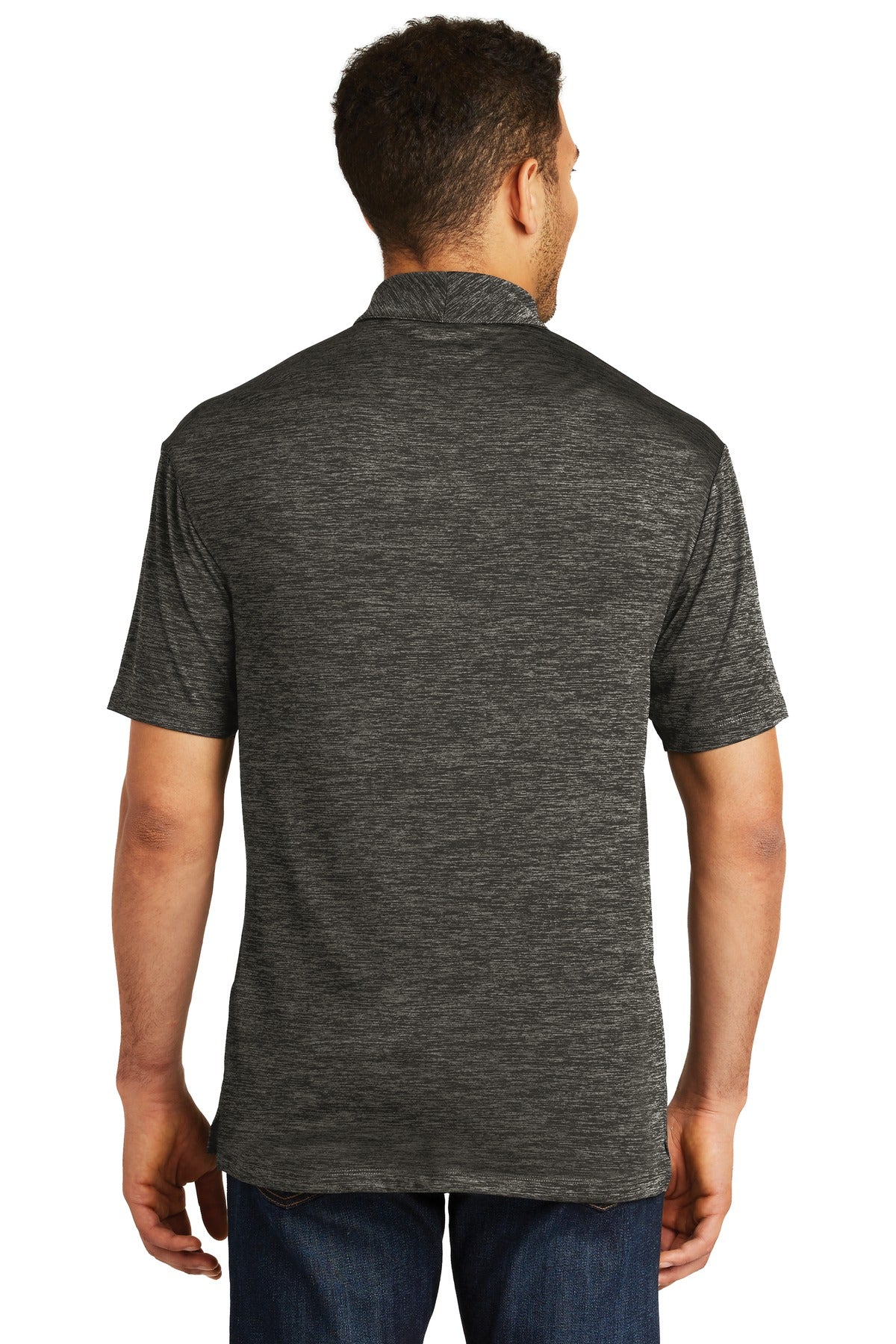 Custom Embroidered Sport-Tek PosiCharge Electric Heather Polo. ST590,Grey-Black Electric