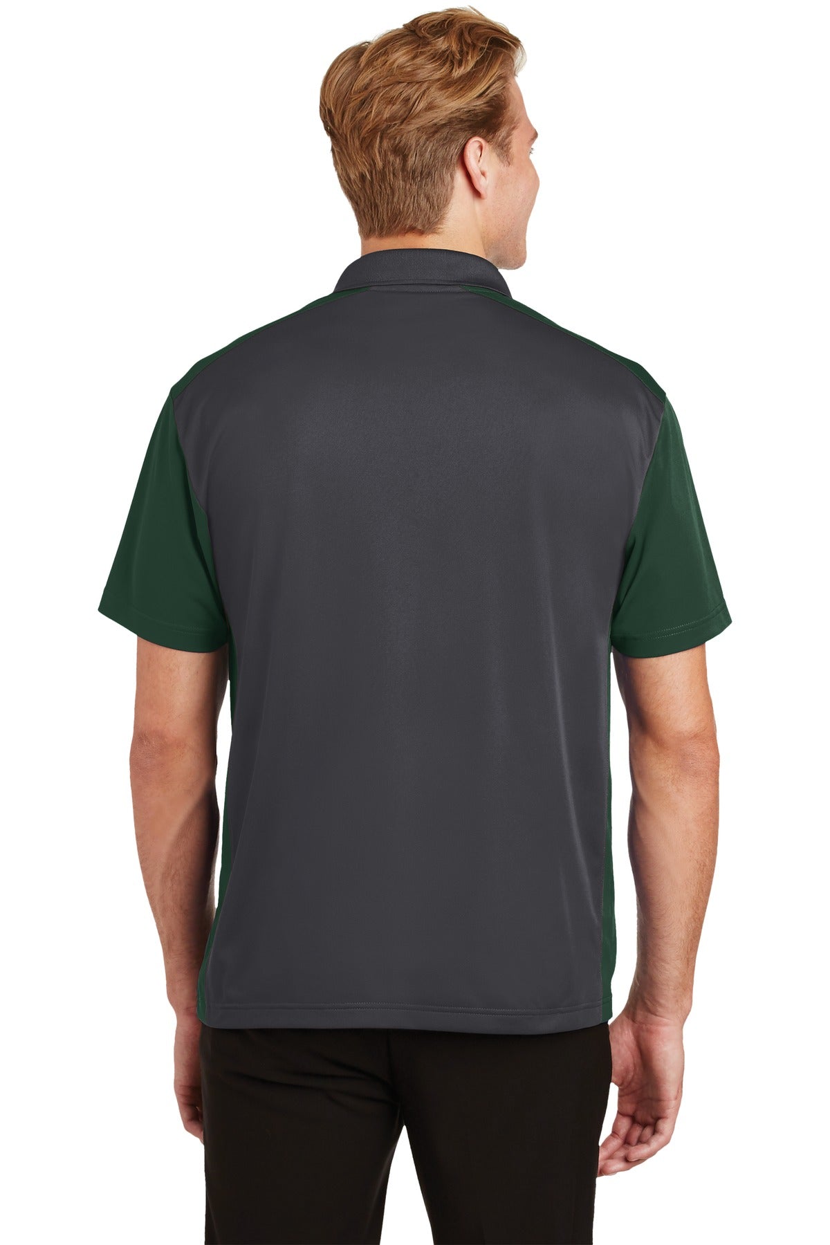 Custom Embroidered Sport-Tek Colorblock Micropique Sport-Wick Polo. ST652,Iron Grey/ Forest Green