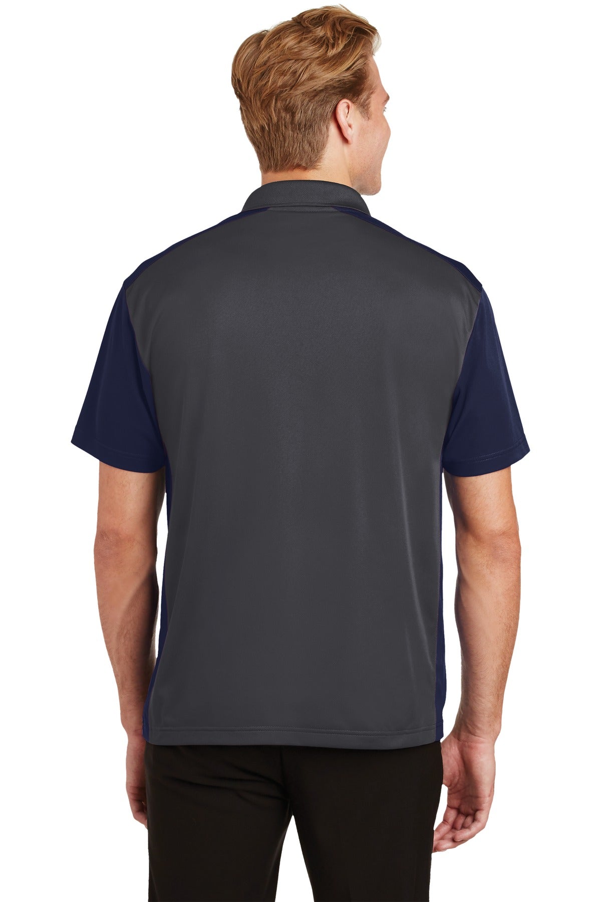 Custom Embroidered Sport-Tek Colorblock Micropique Sport-Wick Polo. ST652,Iron Grey/ True Navy