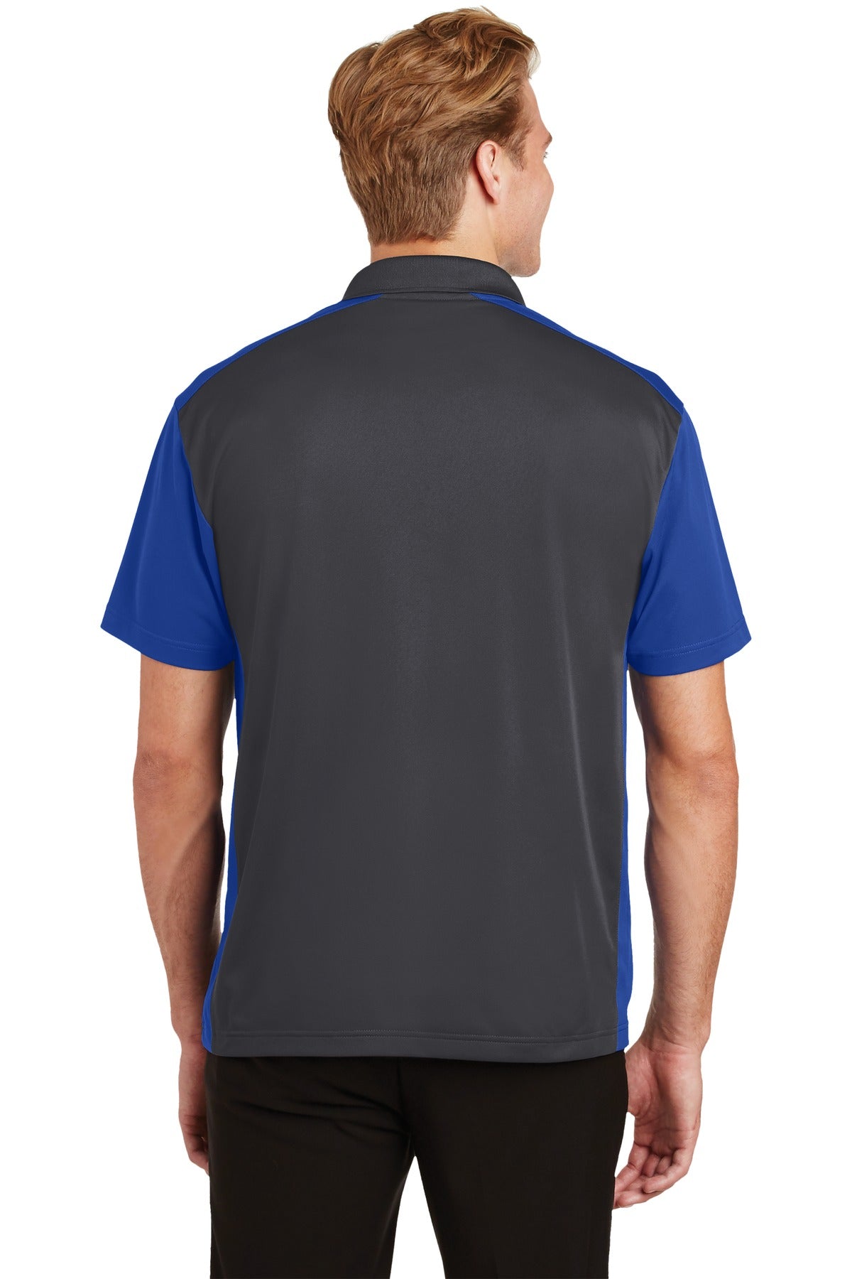 Custom Embroidered Sport-Tek Colorblock Micropique Sport-Wick Polo. ST652,Iron Grey/ True Royal