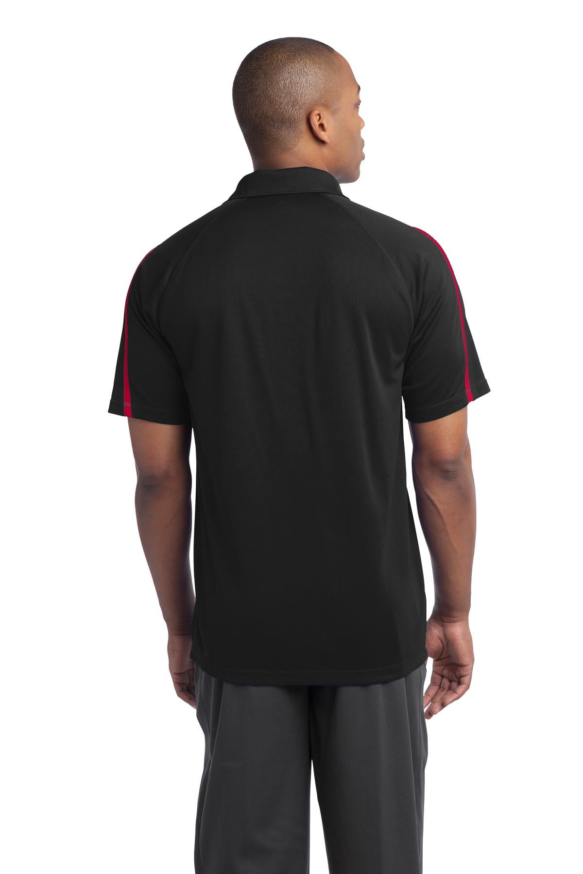 Custom Embroidered Sport-Tek PosiCharge Micro-Mesh Colorblock Polo. ST685,Black/ Red