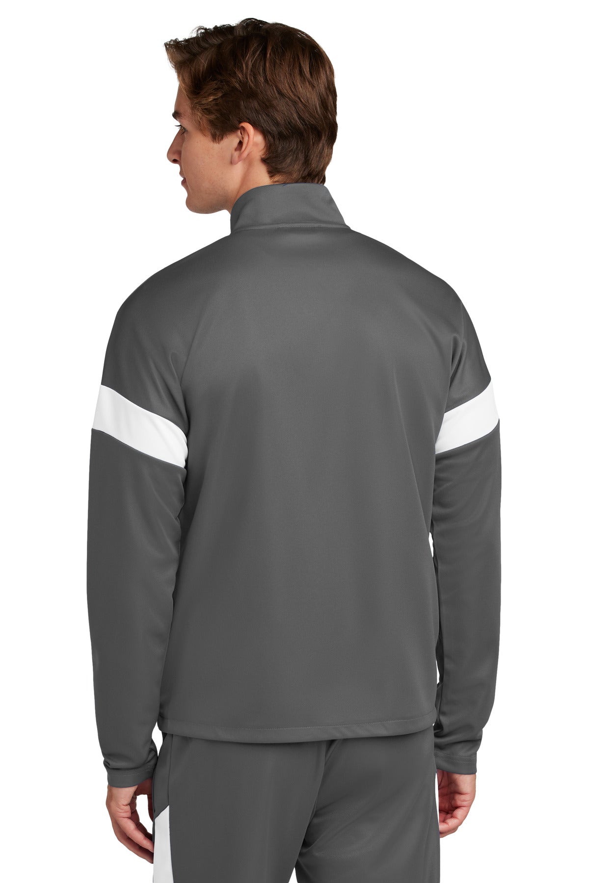 Custom Embroidered Sport-Tek Travel Full-Zip Jacket ST800,Iron Grey/ White