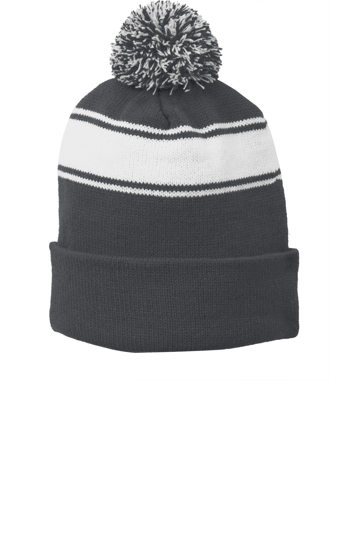 Sport-Tek Stripe Pom Pom Beanie. STC28