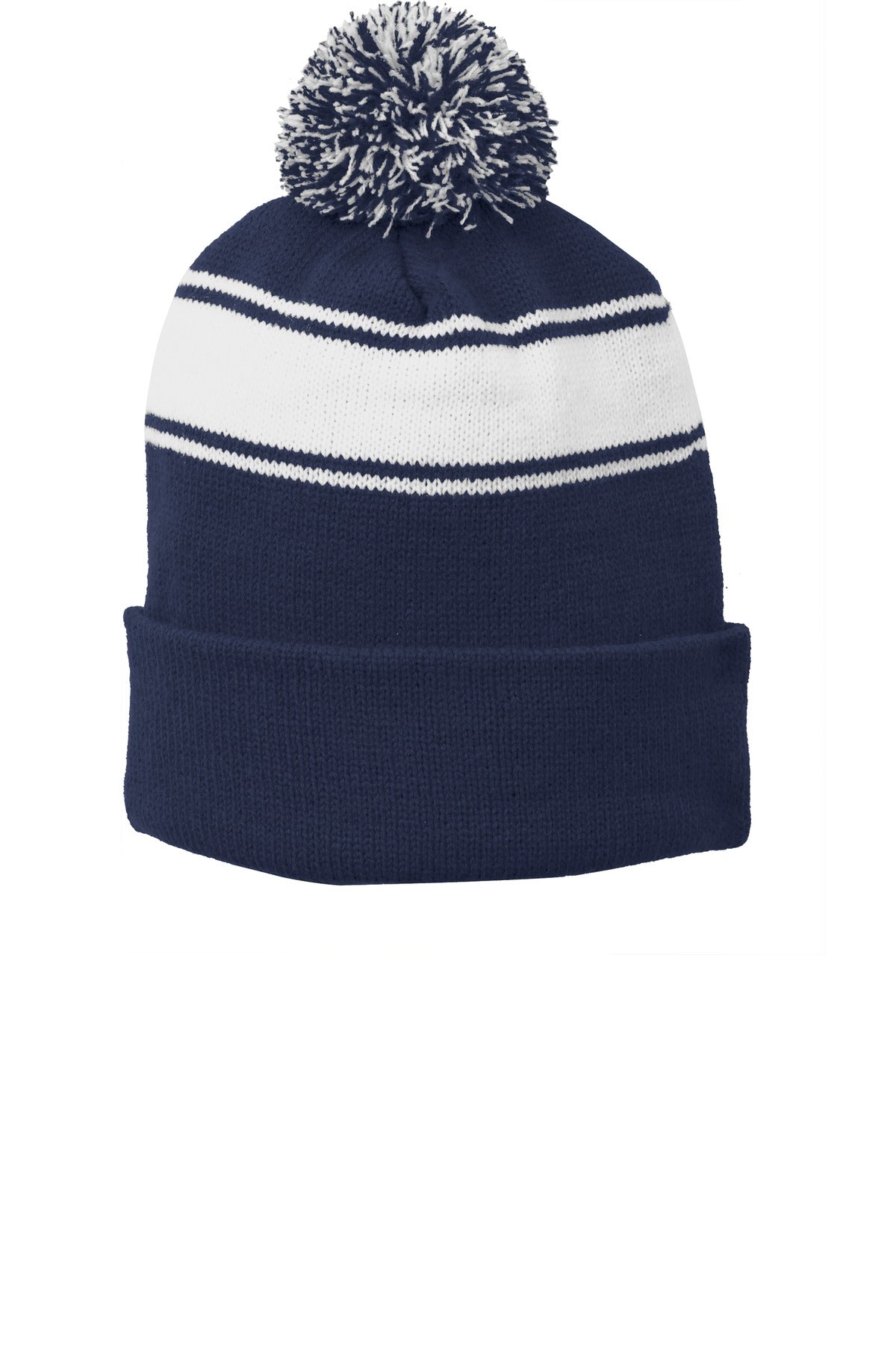 Sport-Tek Stripe Pom Pom Beanie. STC28