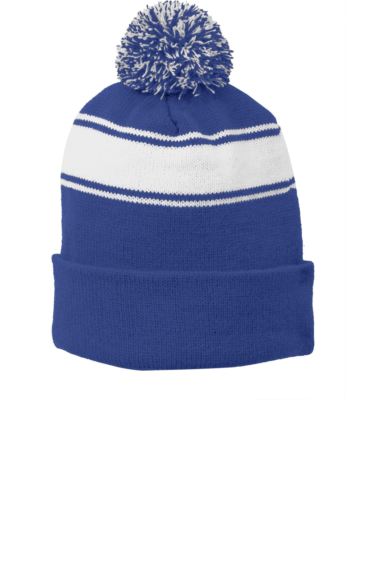Sport-Tek Stripe Pom Pom Beanie. STC28