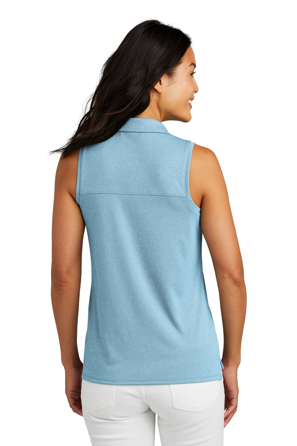 Custom Embroidered TravisMathew Women's Coto Performance Sleeveless Polo TM1WX001,Brilliant Blue Heather