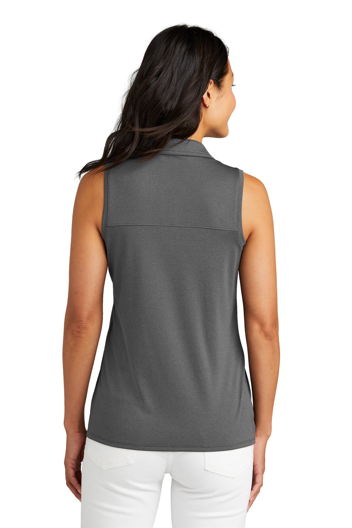 Custom Embroidered TravisMathew Women's Coto Performance Sleeveless Polo TM1WX001,Quiet Shade Grey/ Black