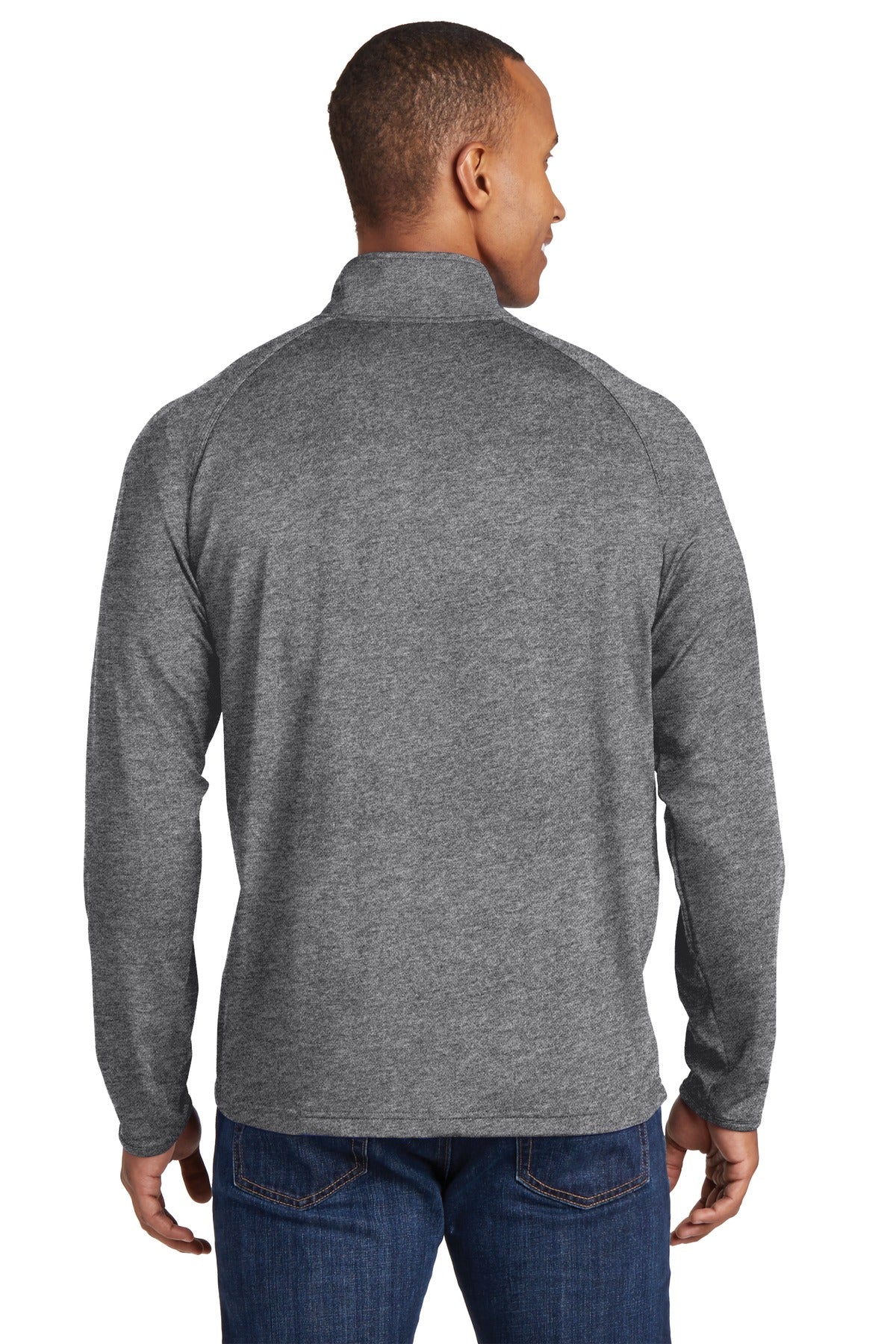Custom Embroidered Sport-Tek Tall Sport-Wick Stretch 1/4-Zip Pullover. TST850,Charcoal Grey Heather