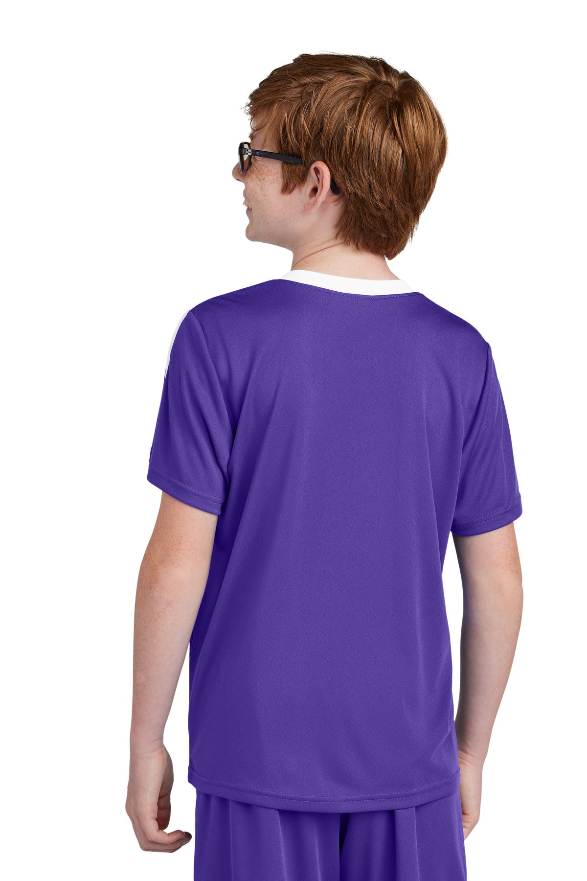 Custom Embroidered Sport-Tek Youth Competitor United Crew YST100,Purple/ White