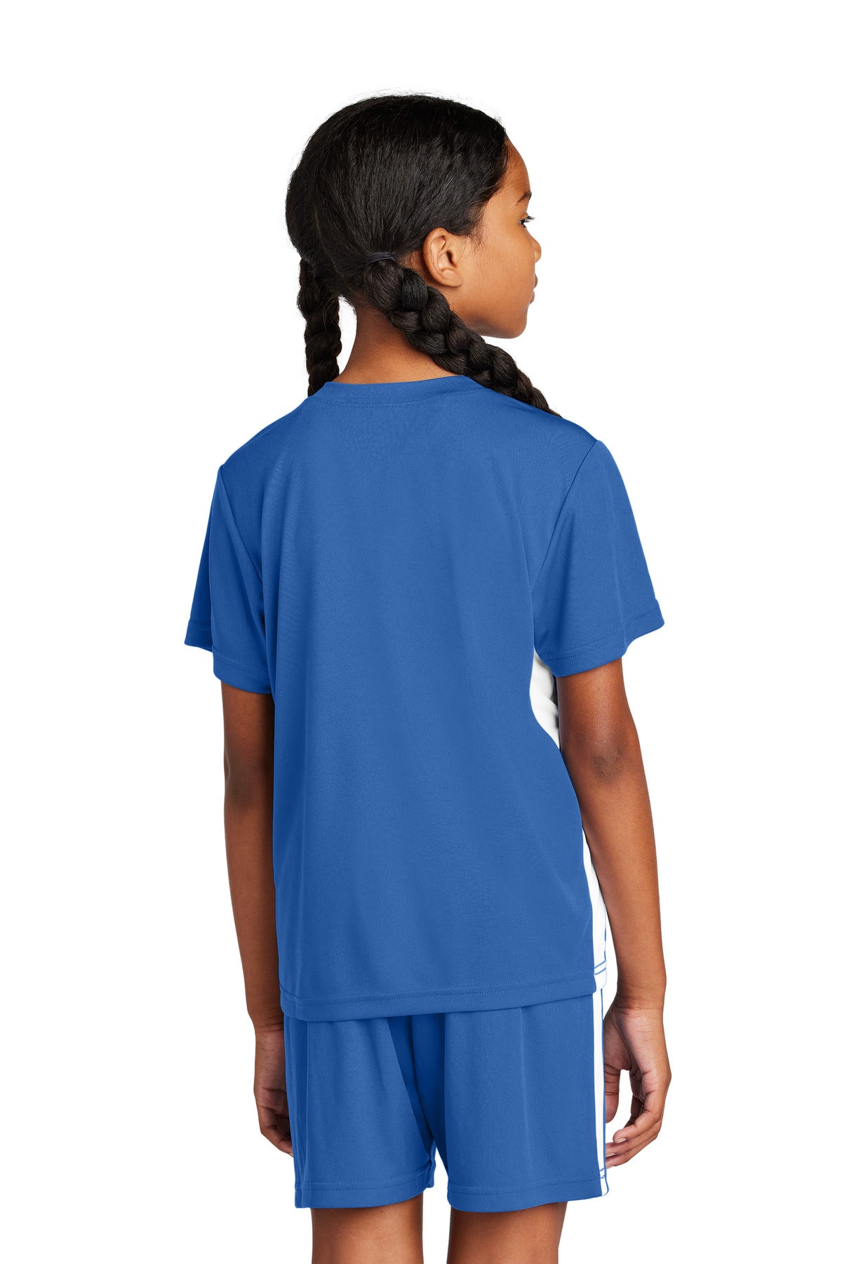 Custom Embroidered Sport-Tek Youth Competitor United V-Neck YST101,True Royal/ White
