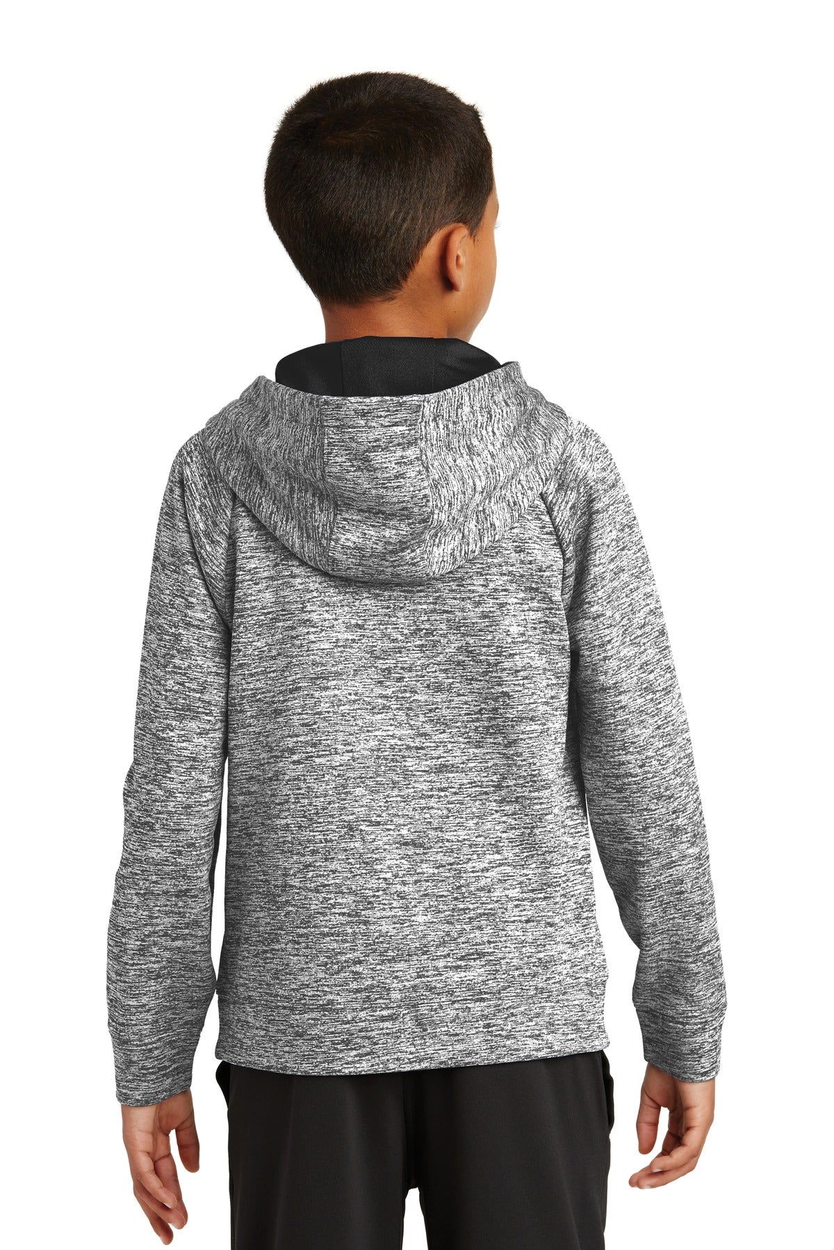Custom Embroidered Sport-Tek Youth PosiCharge Electric Heather Fleece Hooded Pullover. YST225,Black Electric