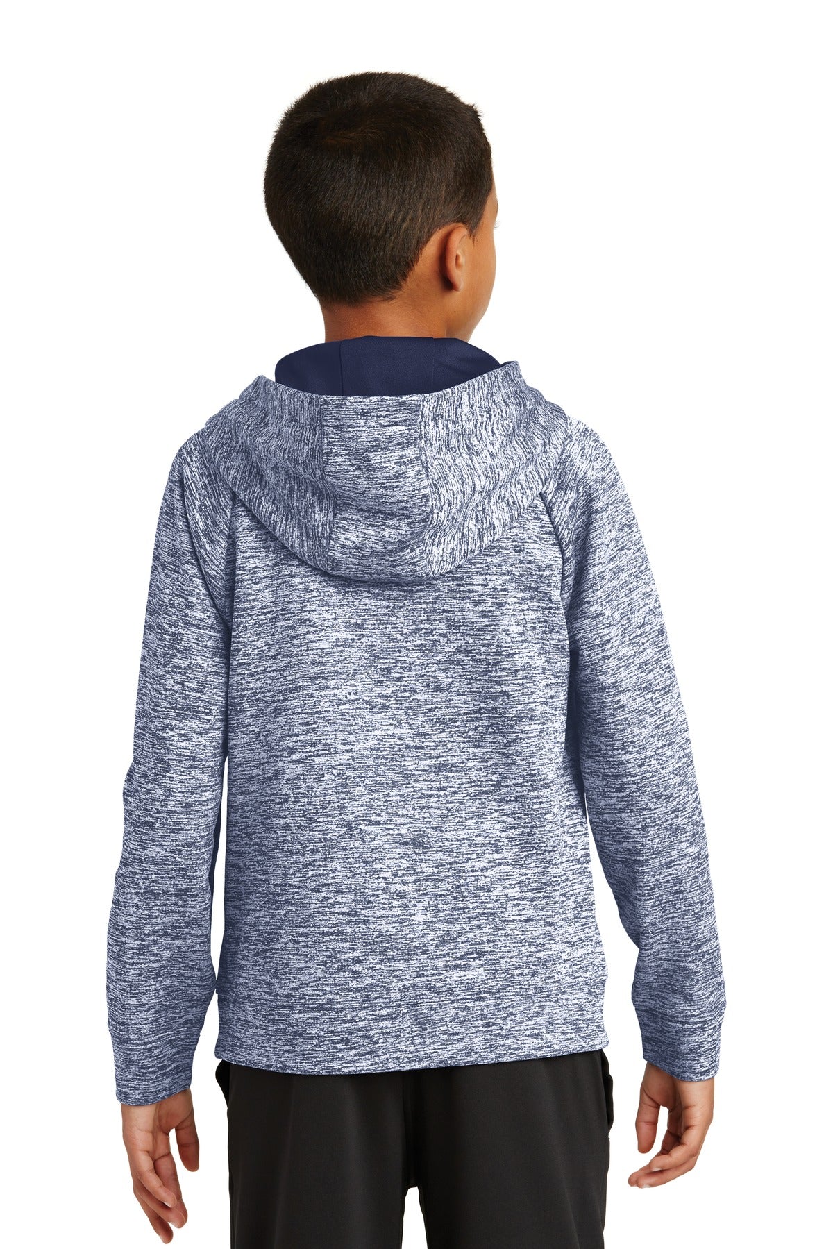 Custom Embroidered Sport-Tek Youth PosiCharge Electric Heather Fleece Hooded Pullover. YST225,True Navy Electric