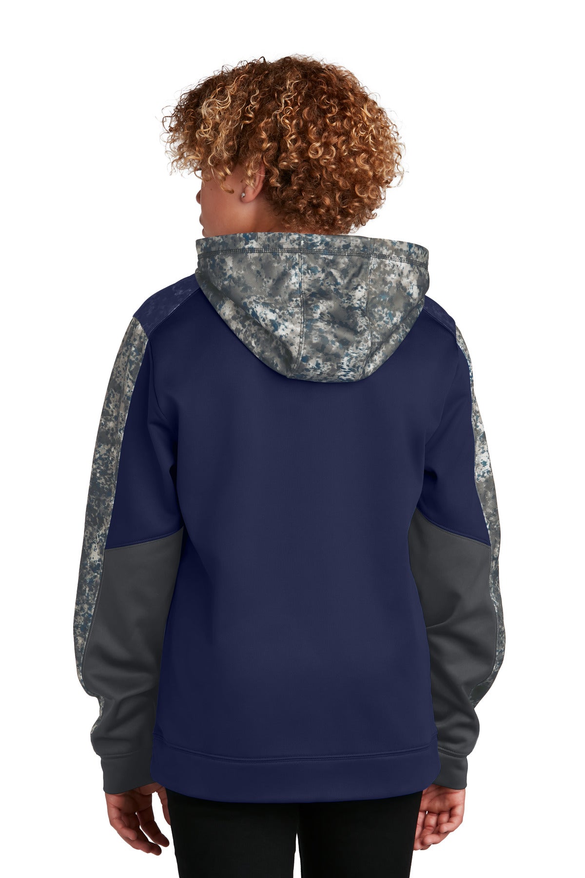Custom Embroidered Sport-Tek Youth Sport-Wick Mineral Freeze Fleece Colorblock Hooded Pullover. YST231,True Navy/ Navy