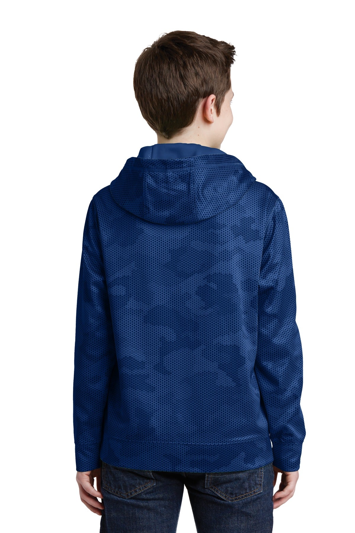 Custom Embroidered Sport-Tek Youth Sport-Wick CamoHex Fleece Hooded Pullover. YST240,True Royal