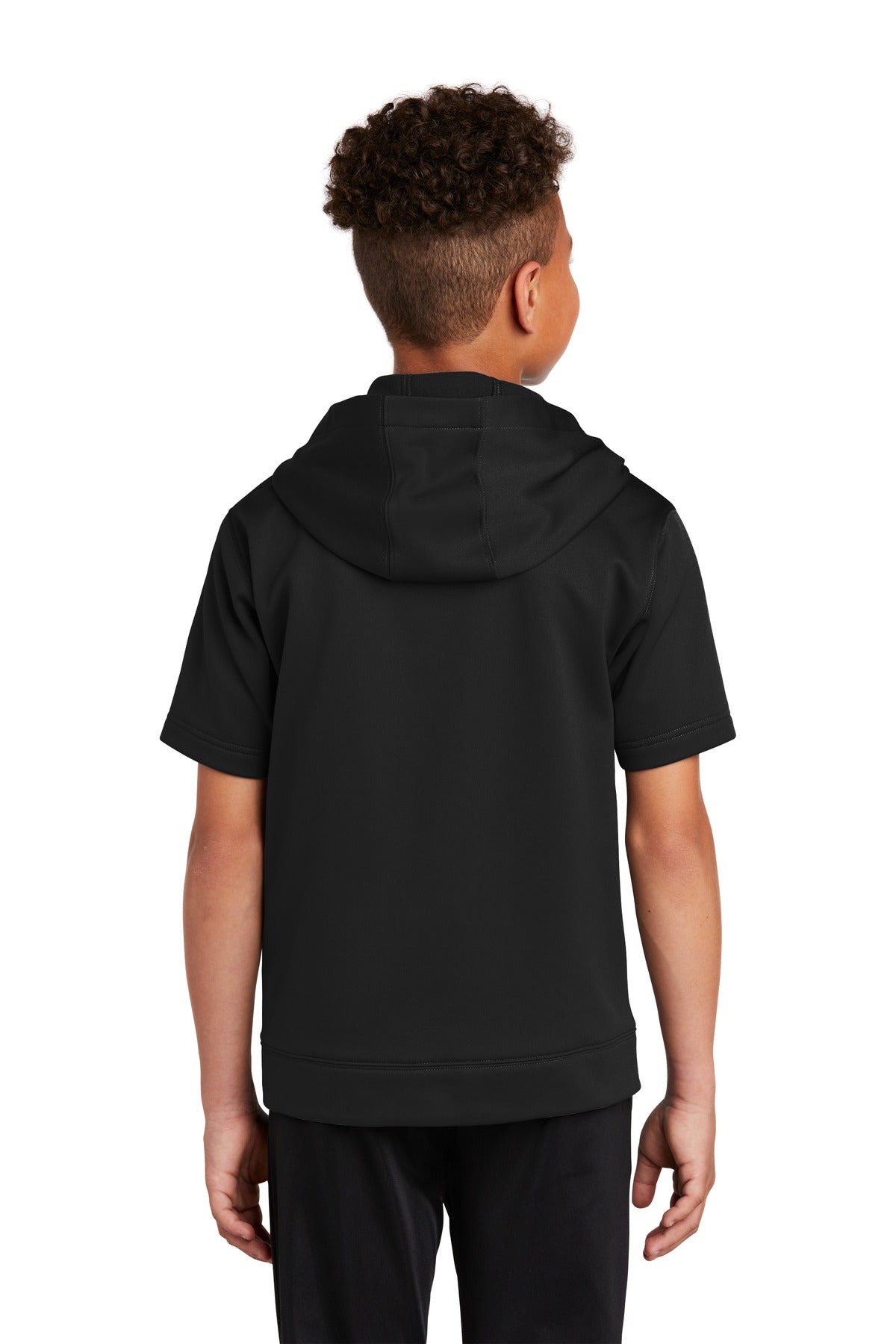 Custom Embroidered Sport-Tek Youth Sport-Wick Fleece Short Sleeve Hooded Pullover. YST251,Black
