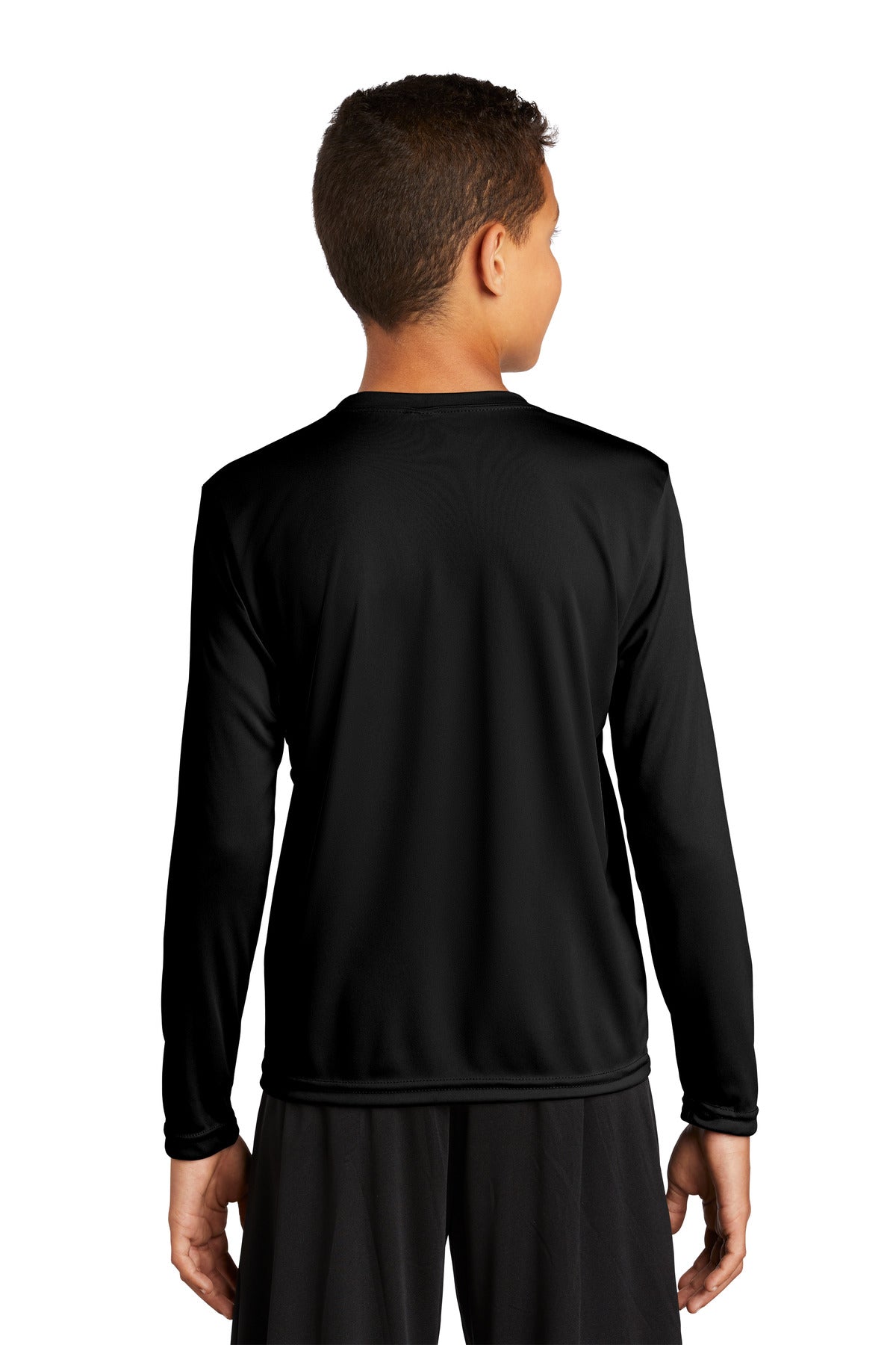 Custom Embroidered Sport-Tek Youth Long Sleeve PosiCharge Competitor Tee. YST350LS,Black