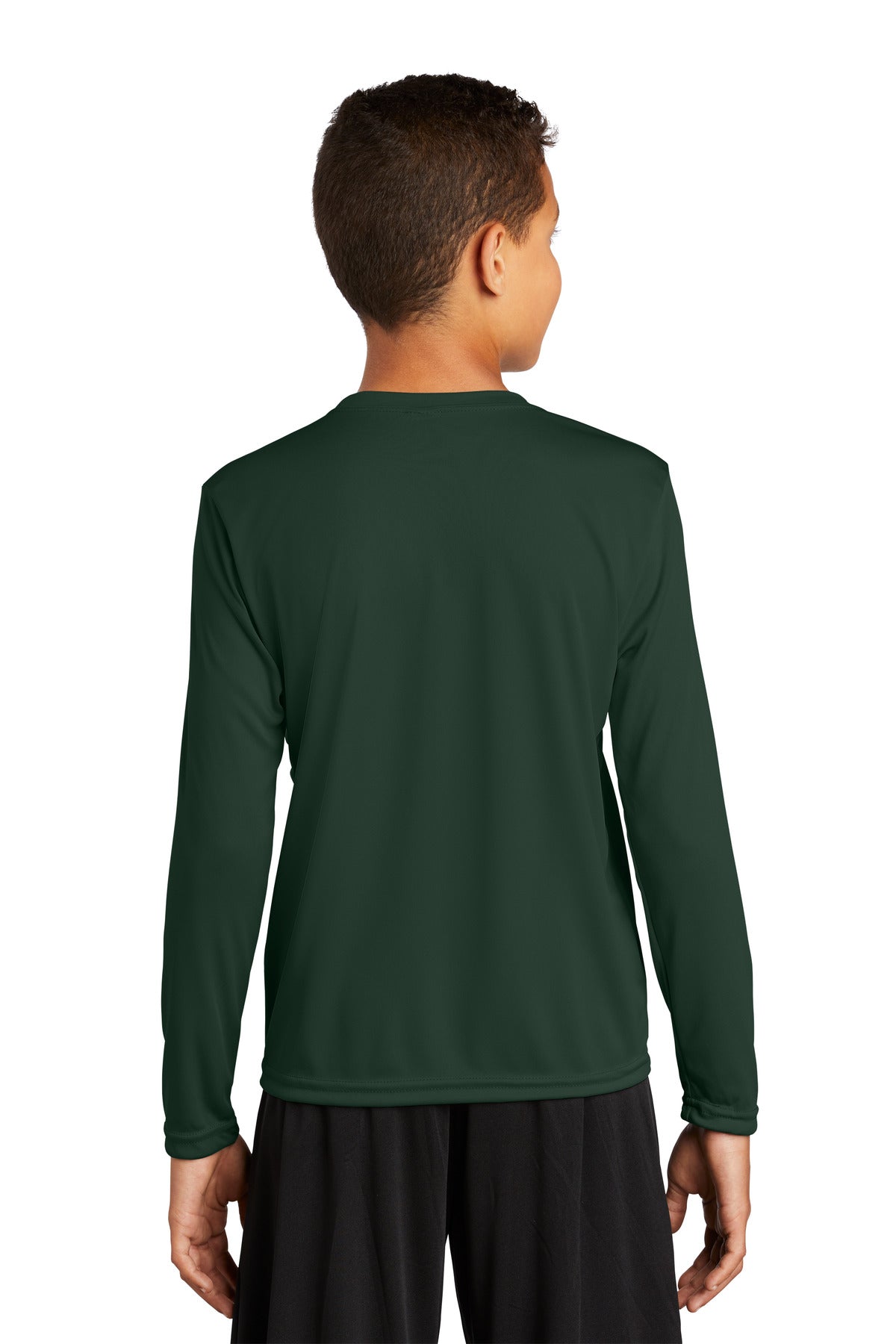 Custom Embroidered Sport-Tek Youth Long Sleeve PosiCharge Competitor Tee. YST350LS,Forest Green
