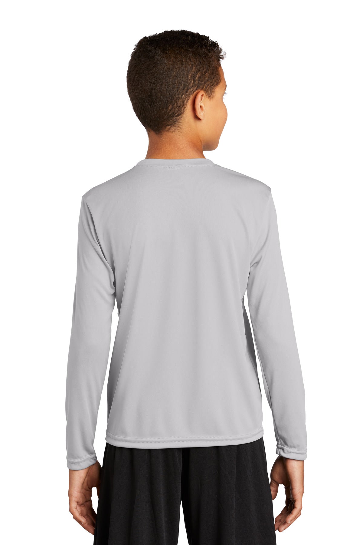 Custom Embroidered Sport-Tek Youth Long Sleeve PosiCharge Competitor Tee. YST350LS,Silver