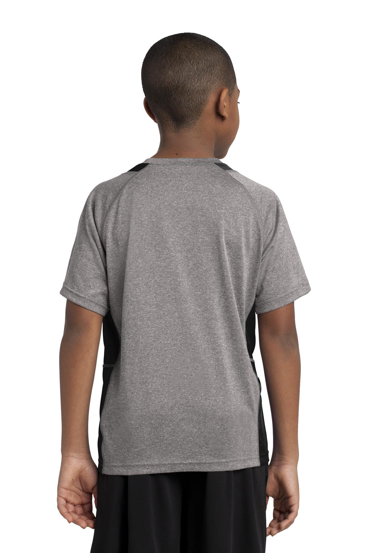 Custom Embroidered Sport-Tek Youth Heather Colorblock Contender Tee. YST361,Vintage Heather/ Black