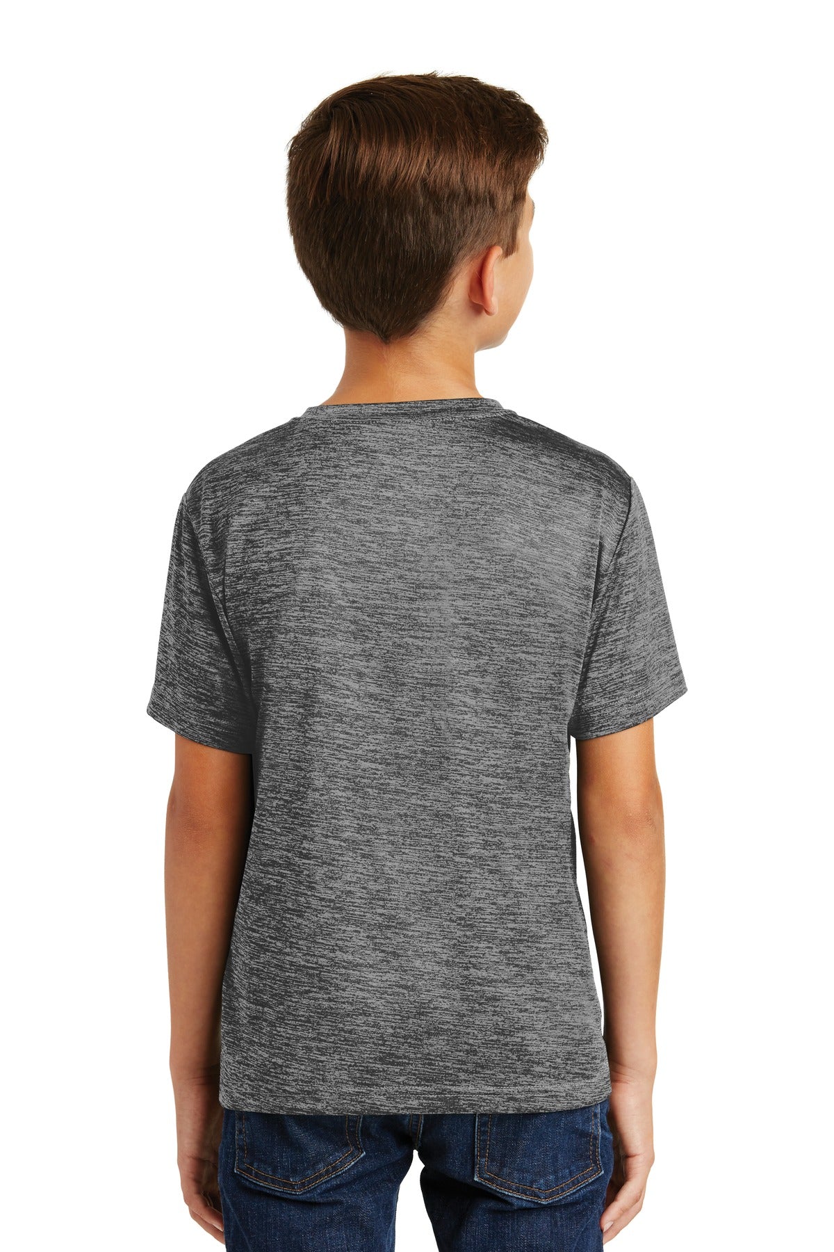 Custom Embroidered Sport-Tek Youth PosiCharge Electric Heather Tee. YST390,Grey-Black Electric