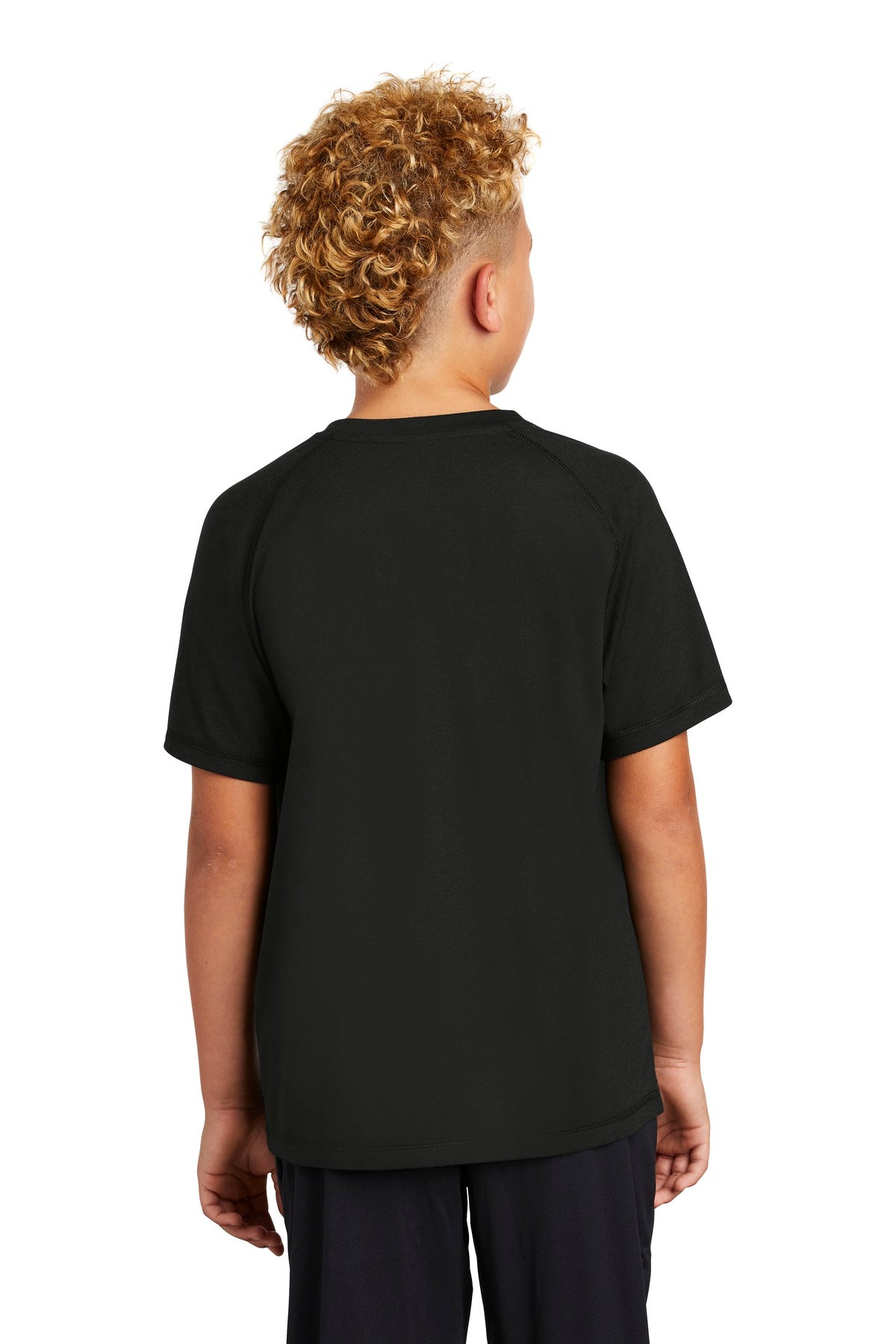 Custom Embroidered Sport-Tek Youth PosiCharge Tri-Blend Wicking Raglan Tee. YST400,Black Triad Solid