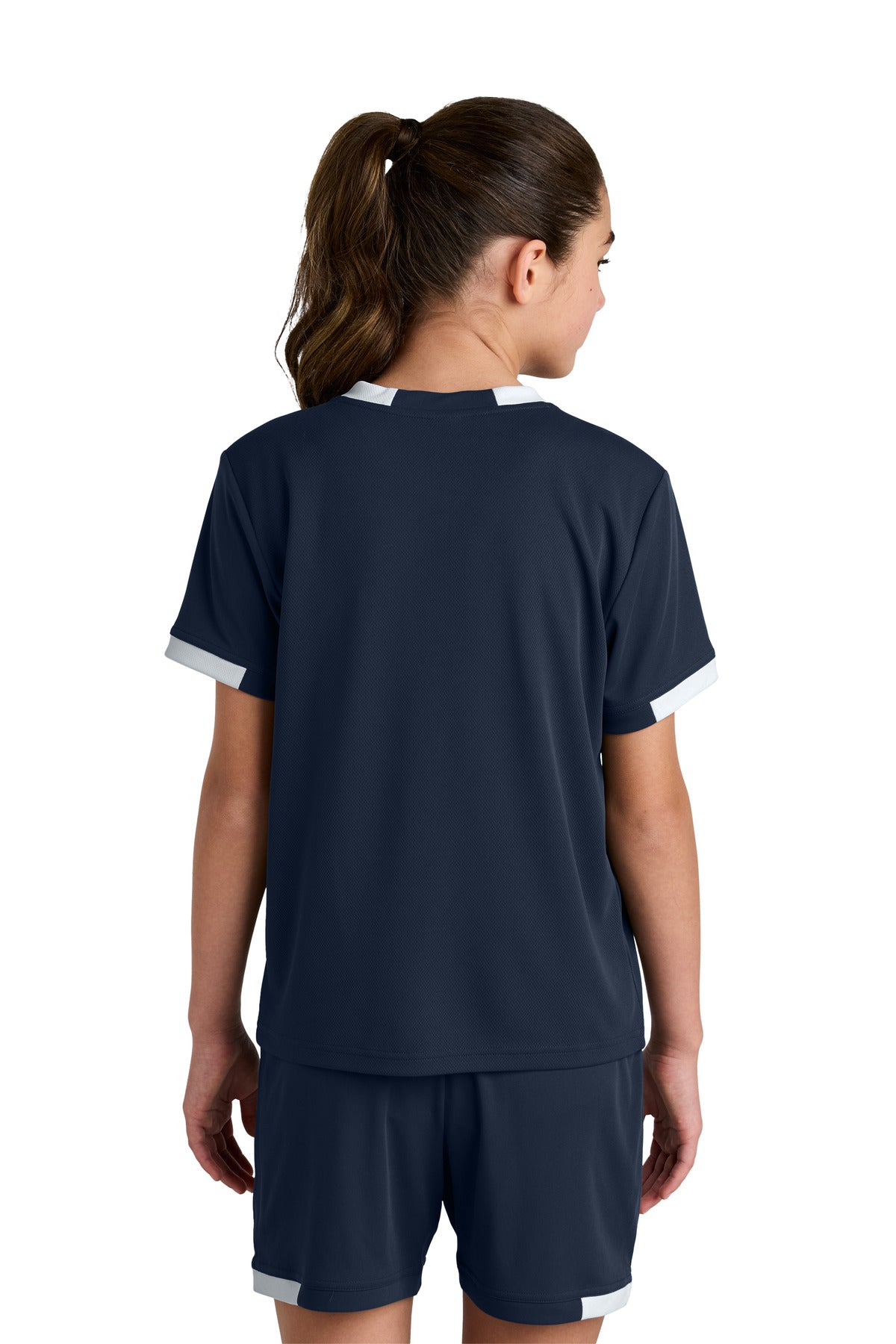 Custom Embroidered Sport-Tek Youth Club Short Sleeve Crew YST440,True Navy/ White