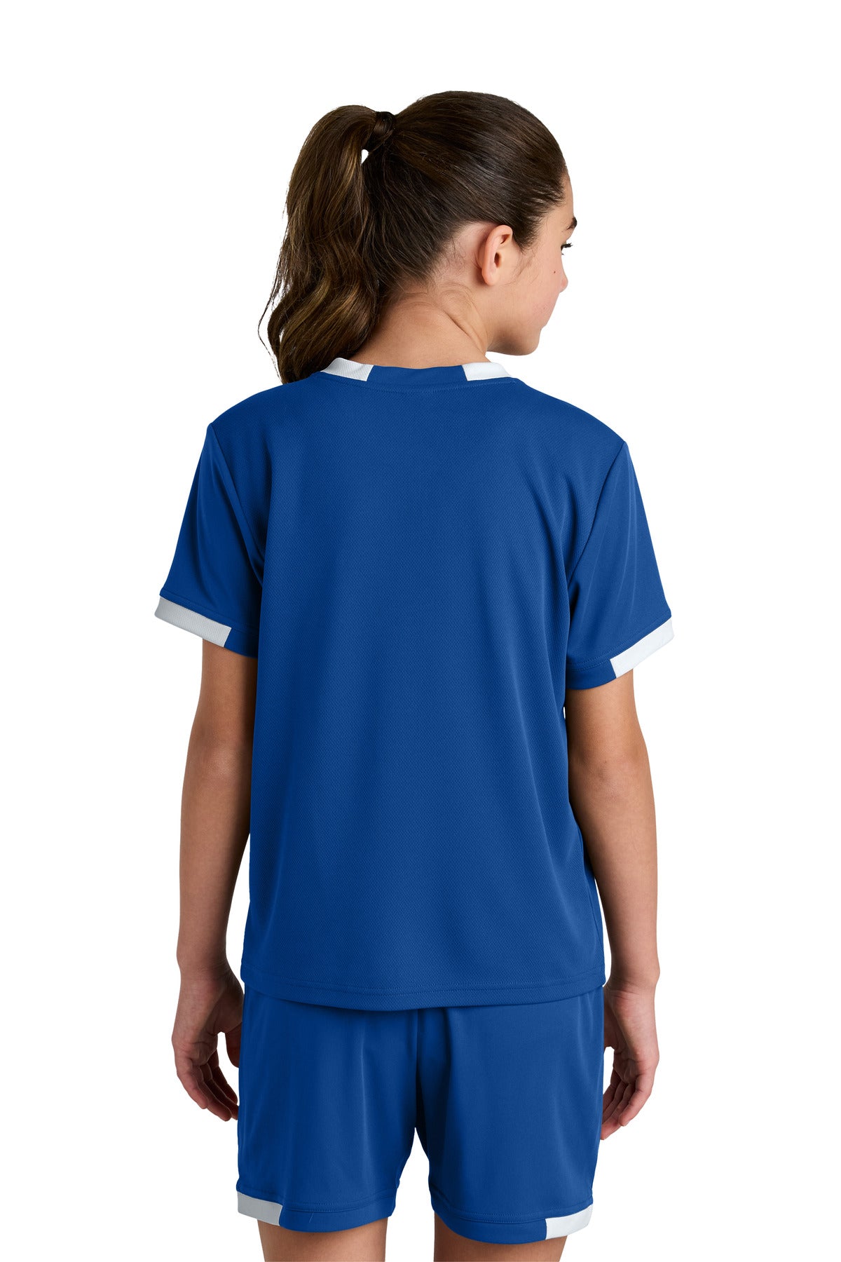Custom Embroidered Sport-Tek Youth Club Short Sleeve Crew YST440,True Royal/ White