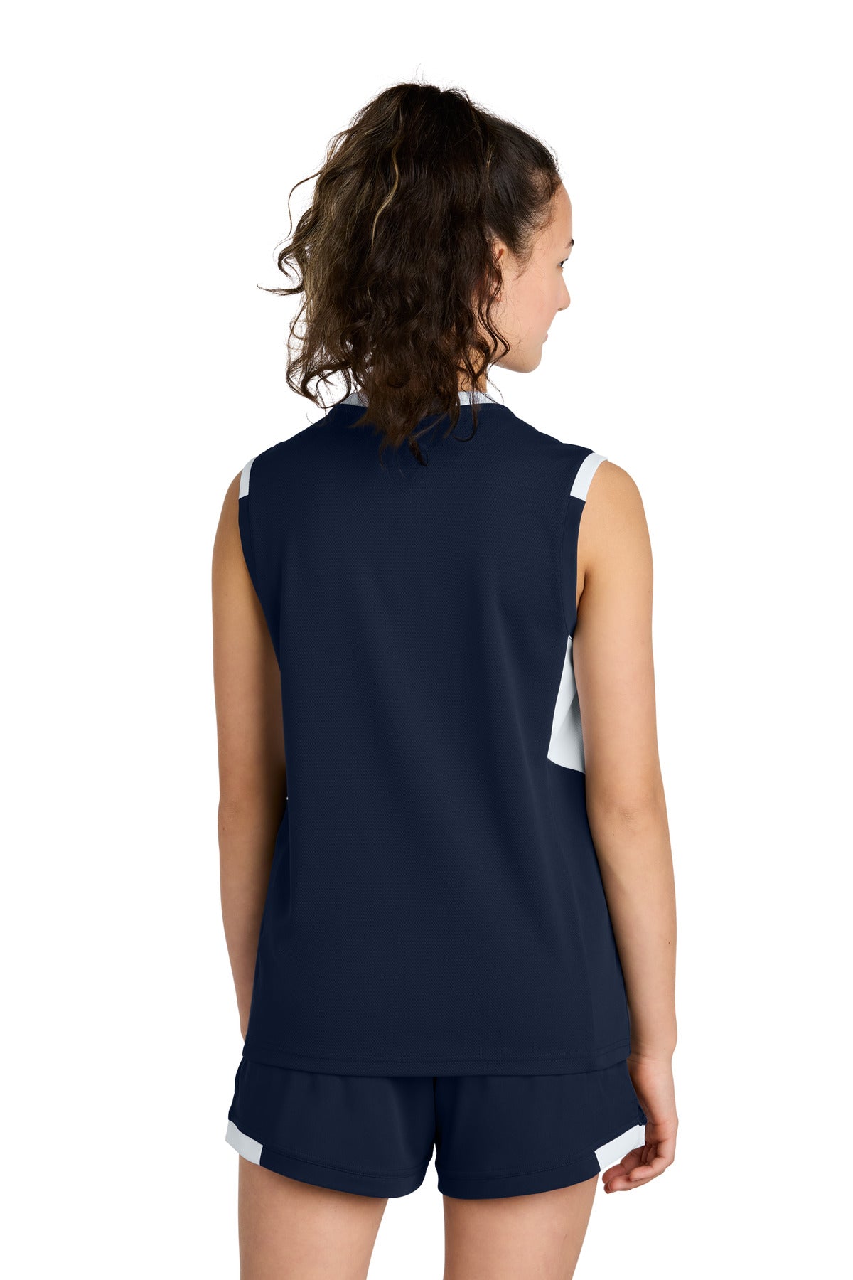 Custom Embroidered Sport-Tek Youth Club Sleeveless V-Neck YST441,True Navy/ White
