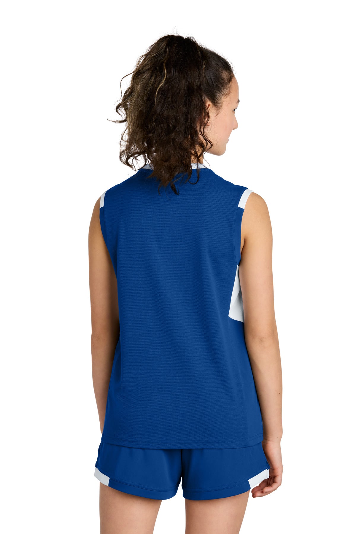 Custom Embroidered Sport-Tek Youth Club Sleeveless V-Neck YST441,True Royal/ White