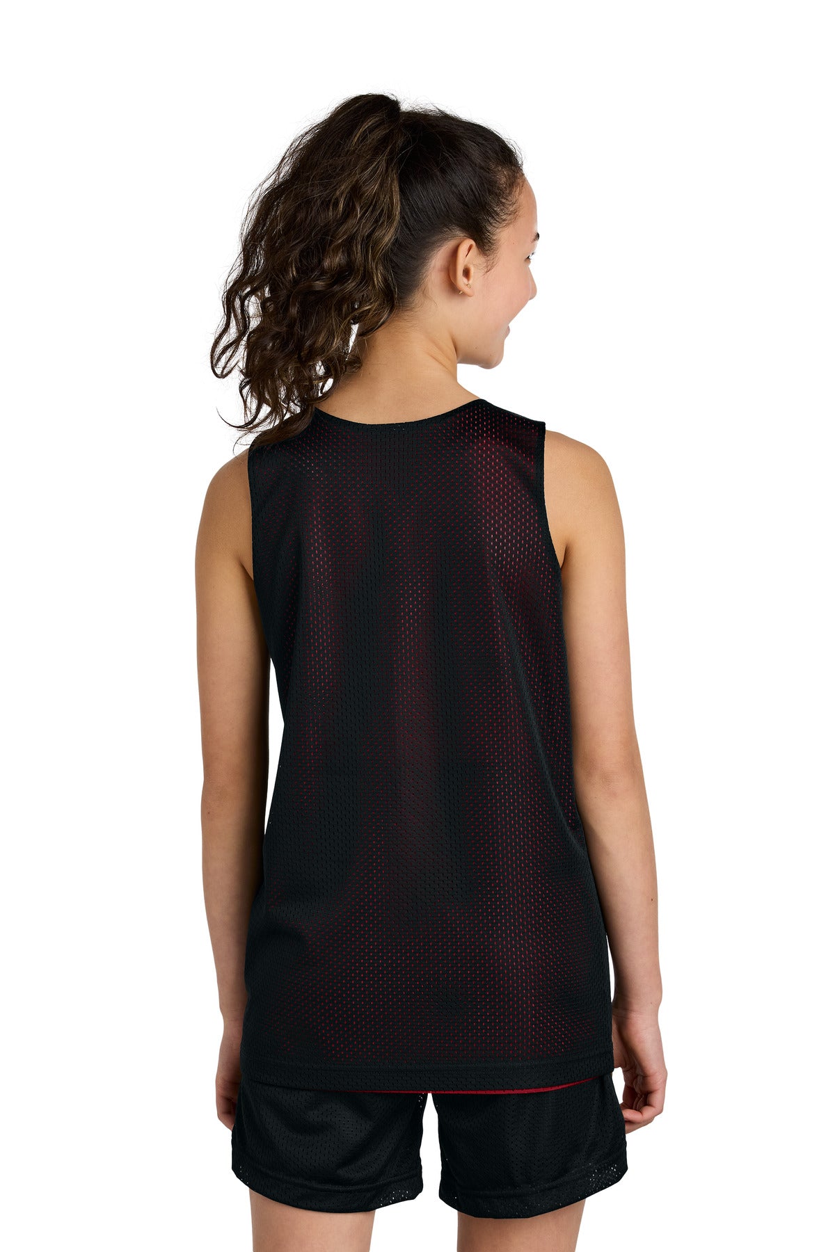 Custom Embroidered Sport-Tek Youth PosiCharge Reversible Mesh Tank YST5000,Black/ Deep Red
