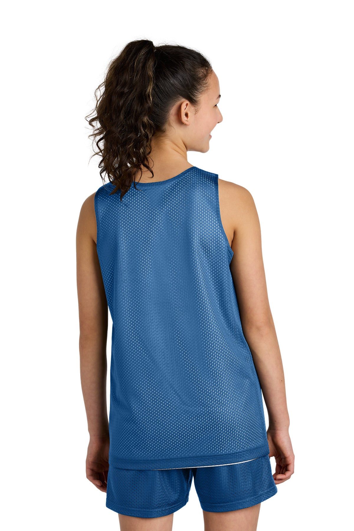 Custom Embroidered Sport-Tek Youth PosiCharge Reversible Mesh Tank YST5000,Carolina Blue/ White