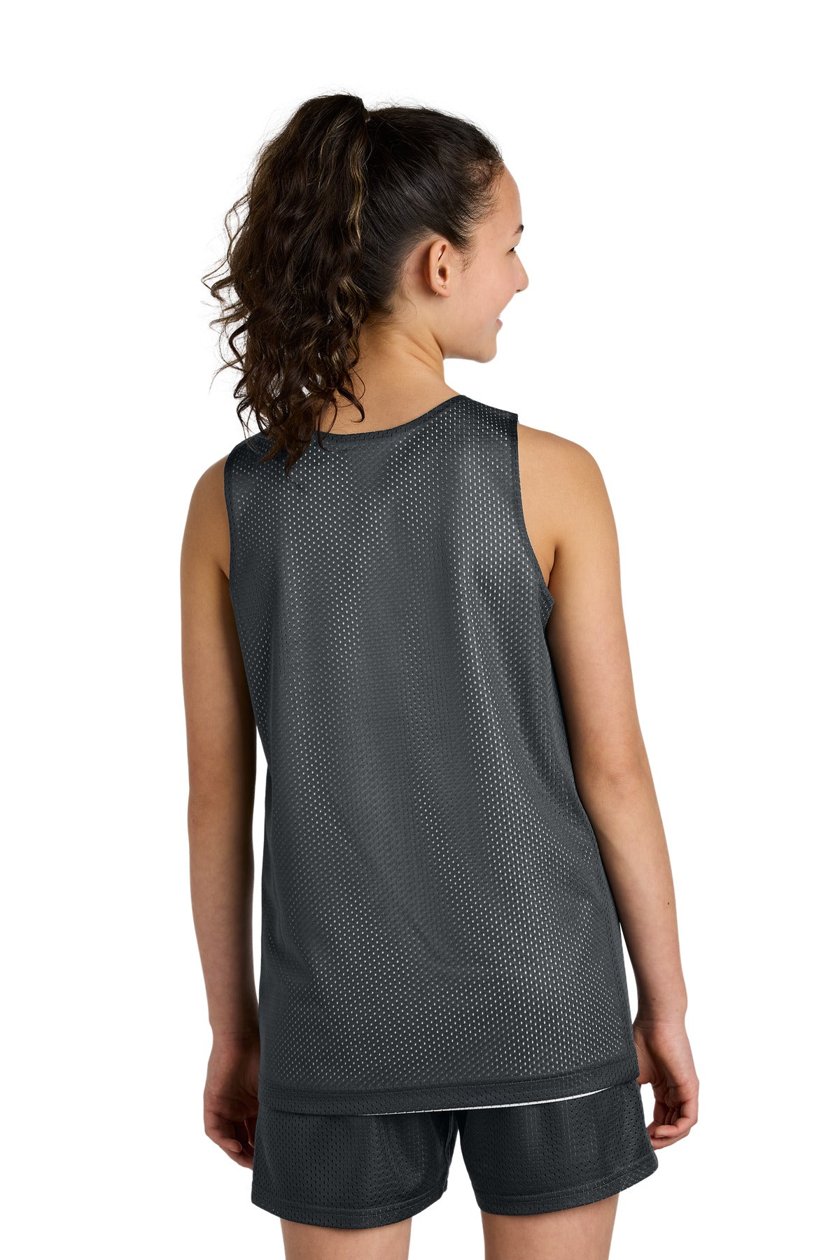 Custom Embroidered Sport-Tek Youth PosiCharge Reversible Mesh Tank YST5000,Iron Grey/ White