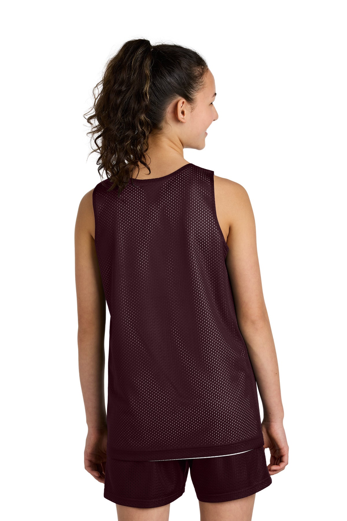 Custom Embroidered Sport-Tek Youth PosiCharge Reversible Mesh Tank YST5000,Maroon/ White