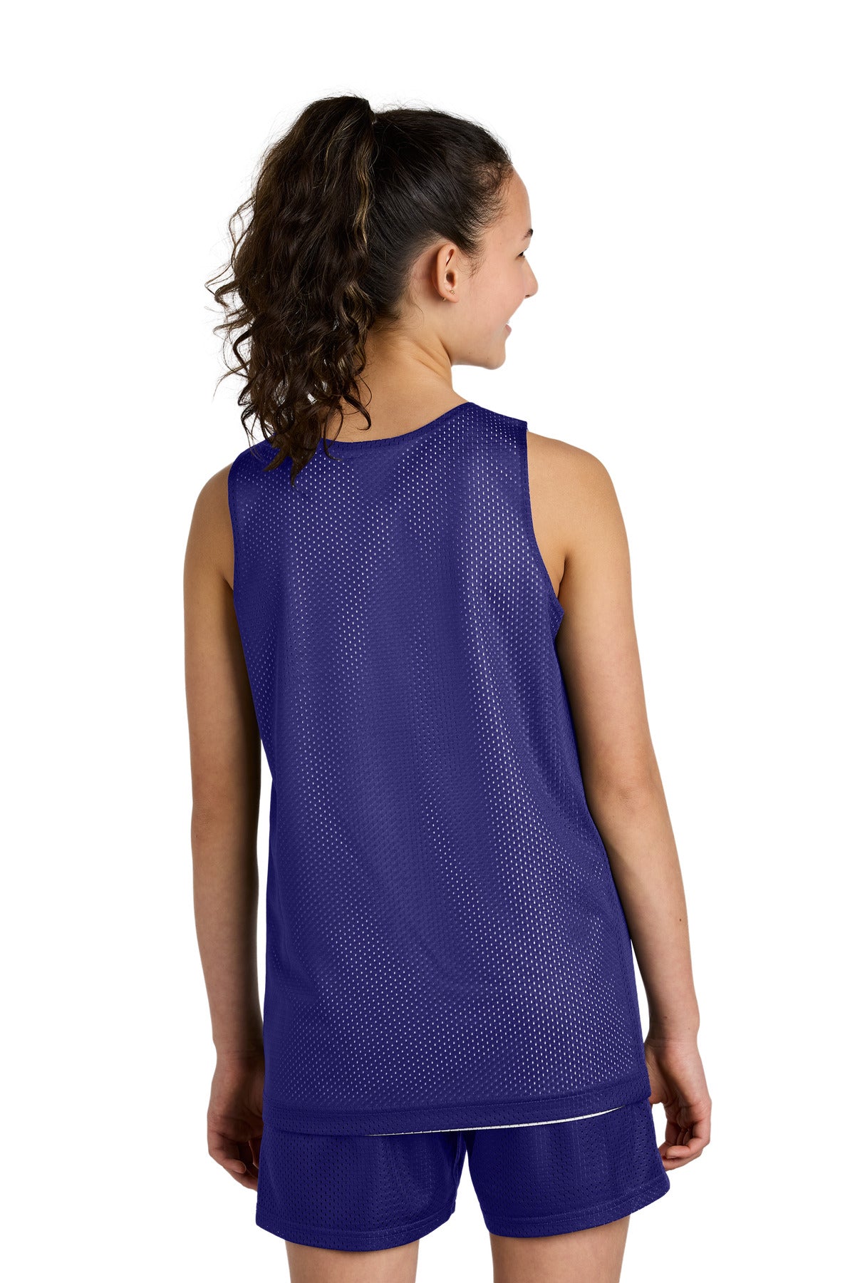 Custom Embroidered Sport-Tek Youth PosiCharge Reversible Mesh Tank YST5000,Purple/ White