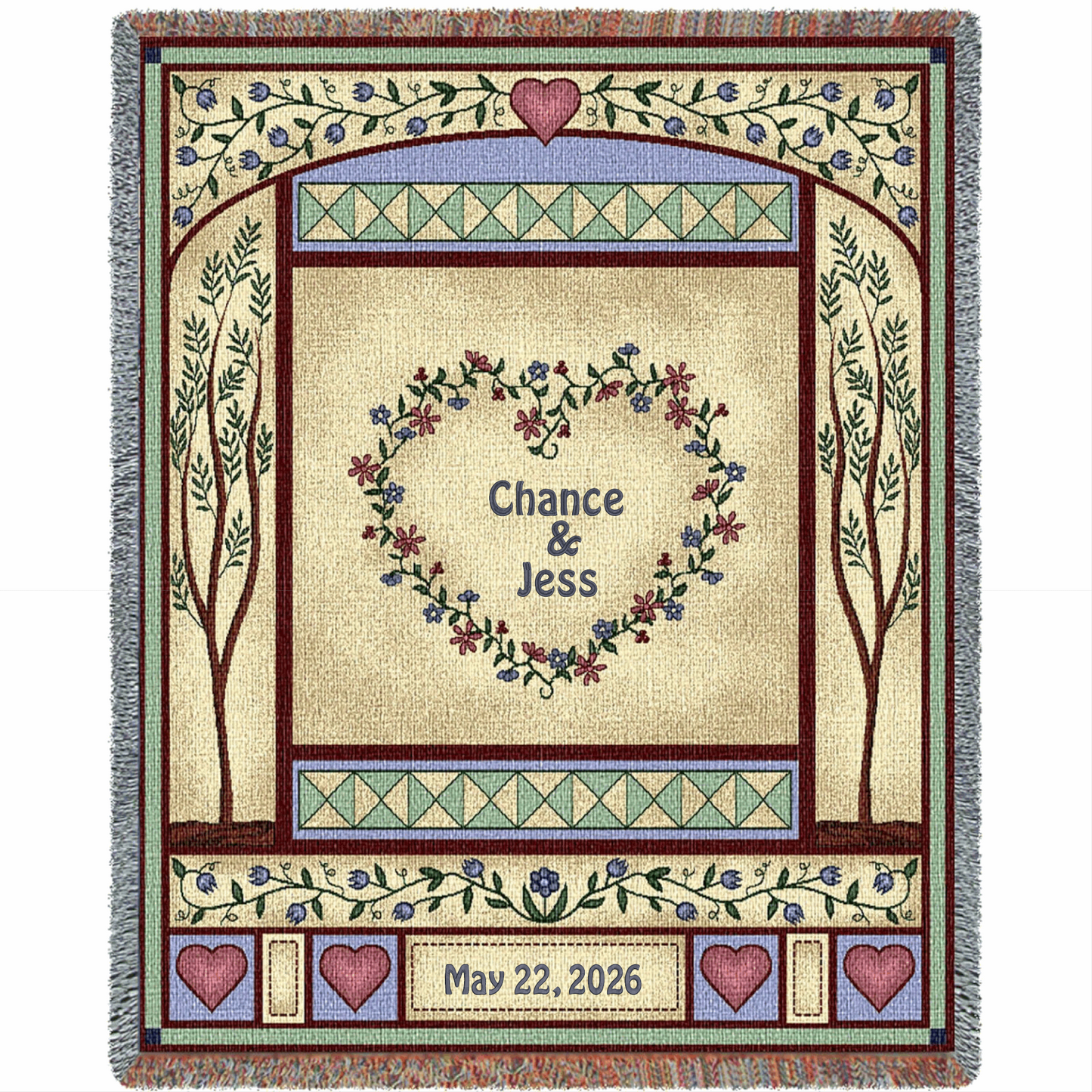 Love Quilt - Cotton Woven Blanket Throw - Made in the USA