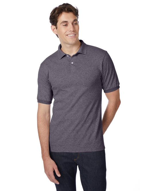 Hanes Adult EcoSmart® Jersey Knit Polo 054 CHARCOAL HEATHER