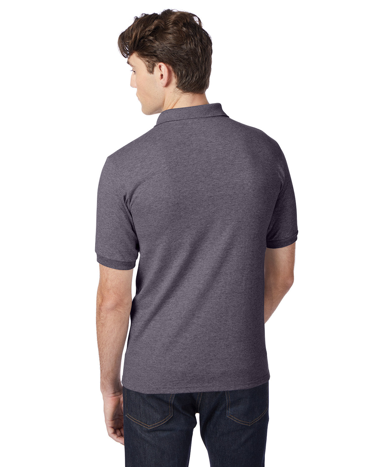 Hanes Adult EcoSmart® Jersey Knit Polo 054 CHARCOAL HEATHER