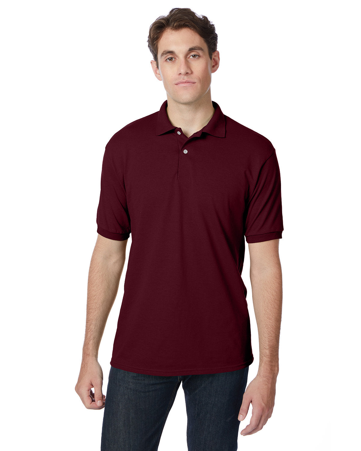 Hanes Adult EcoSmart® Jersey Knit Polo 054 MAROON