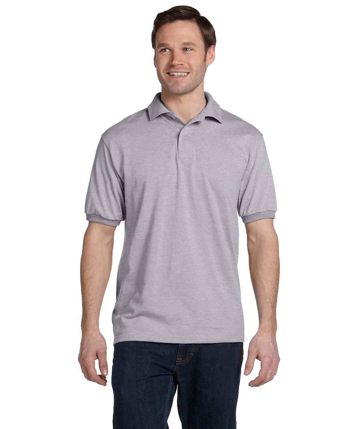 Hanes Adult EcoSmart® Jersey Knit Polo 054 LIGHT STEEL