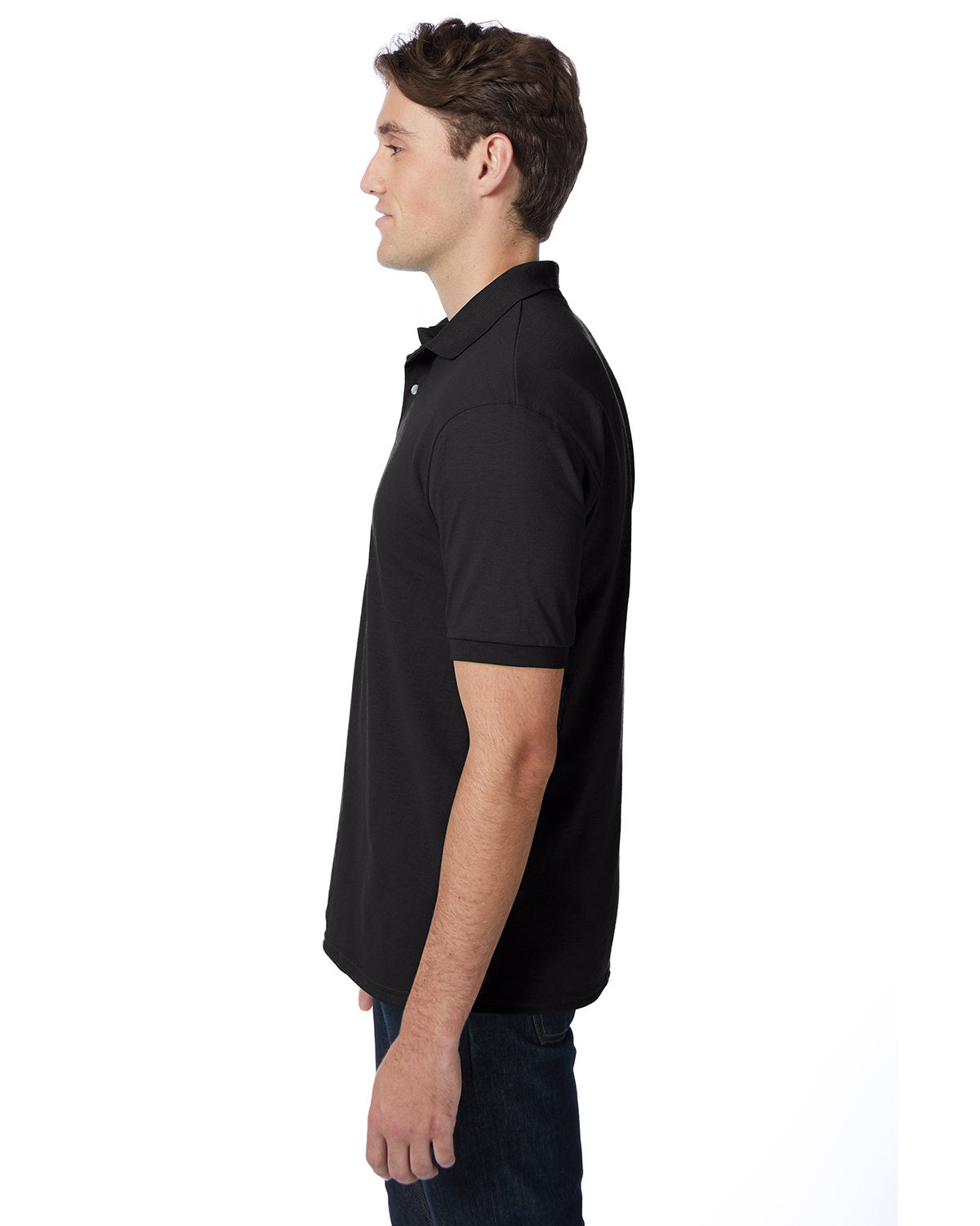 Hanes Adult EcoSmart® Jersey Knit Polo 054 BLACK